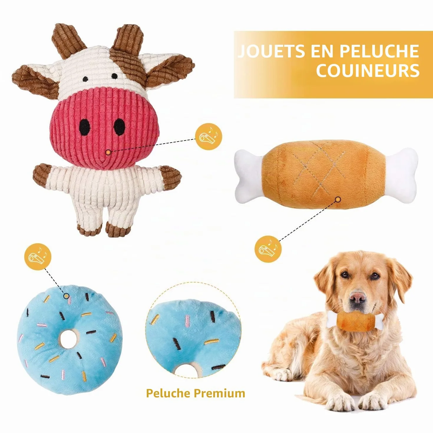 Toozey Jouet pour Chien 7 Jouets Durables Chiots Petits Chiens Peluche Non Toxique Coton Naturel