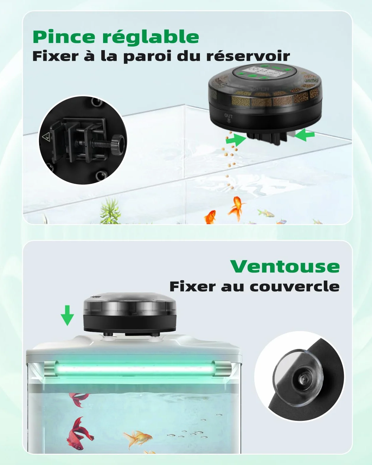 Papettly Automatique Distributeur Nourriture Poisson Aquarium avec Minuterie USB & Ecran LCD