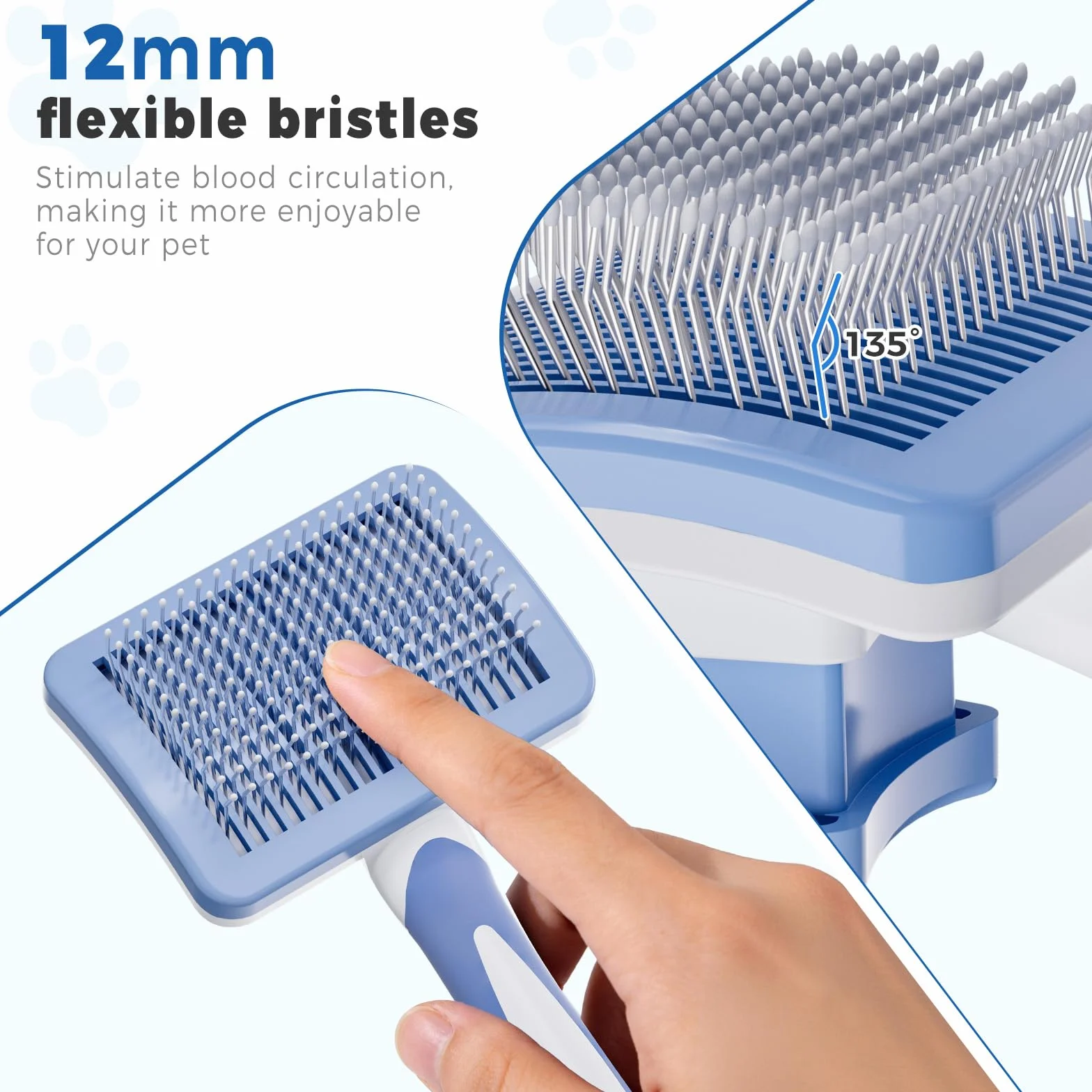 Diboniur Brosse Autonettoyante pour Chat et Chien, Poils Longs et Courts, Outil Animaux, Élimine Sous-poil et Nœuds (Bleu)