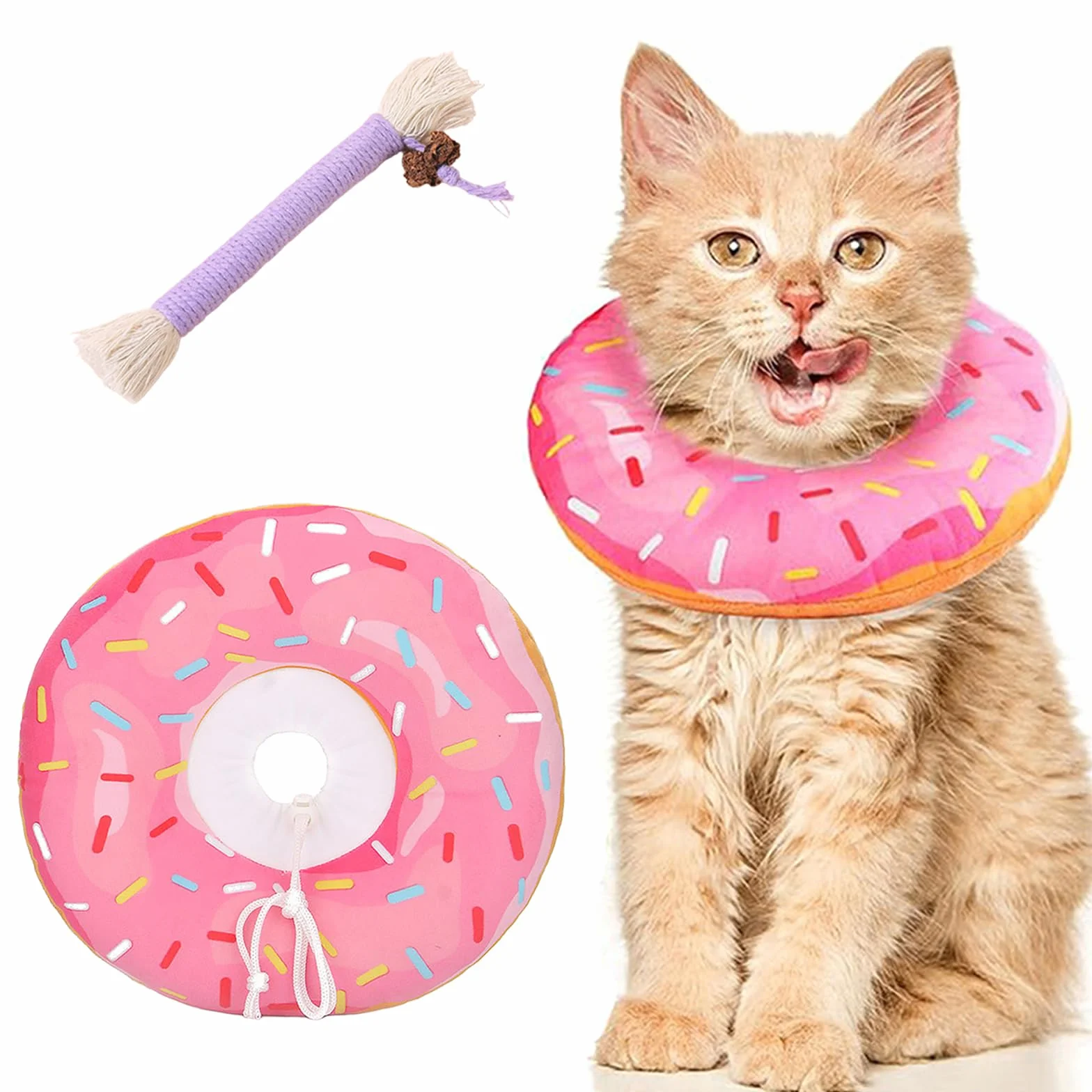 Collerette Chat en Coton Suédé Respirant Anti-Lechage Anti-Grattage Souple pour Chiens et Chats