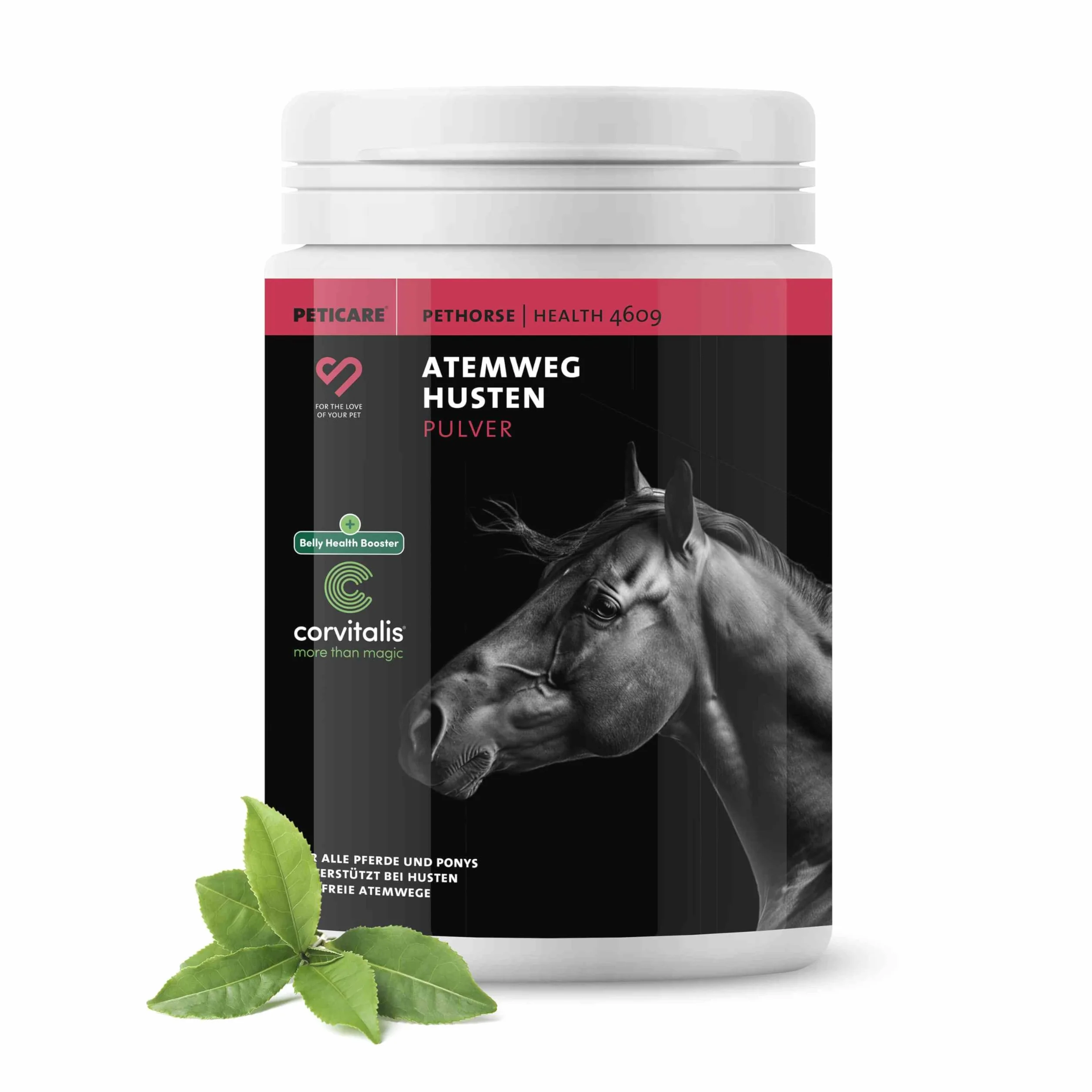 Peticare Poudre Contre la toux pour Chevaux | Soutient Voies respiratoires & rhume | Dissolution Mucus | Formule Naturelle Poudre d'herbes sans OGM