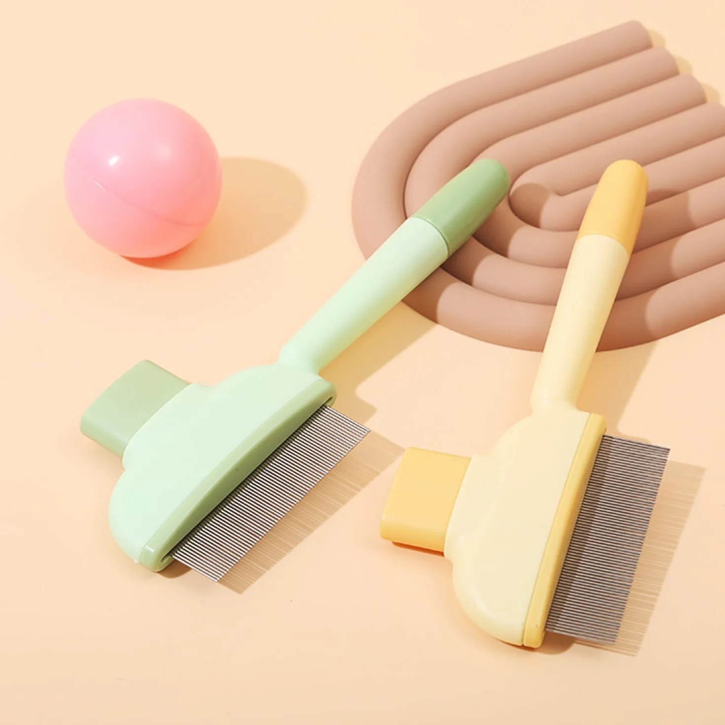 Peigne de Toilettage pour Chat avec Bouton D'épilation, Brosse Animaux de Compagnie, Acier Inoxydable