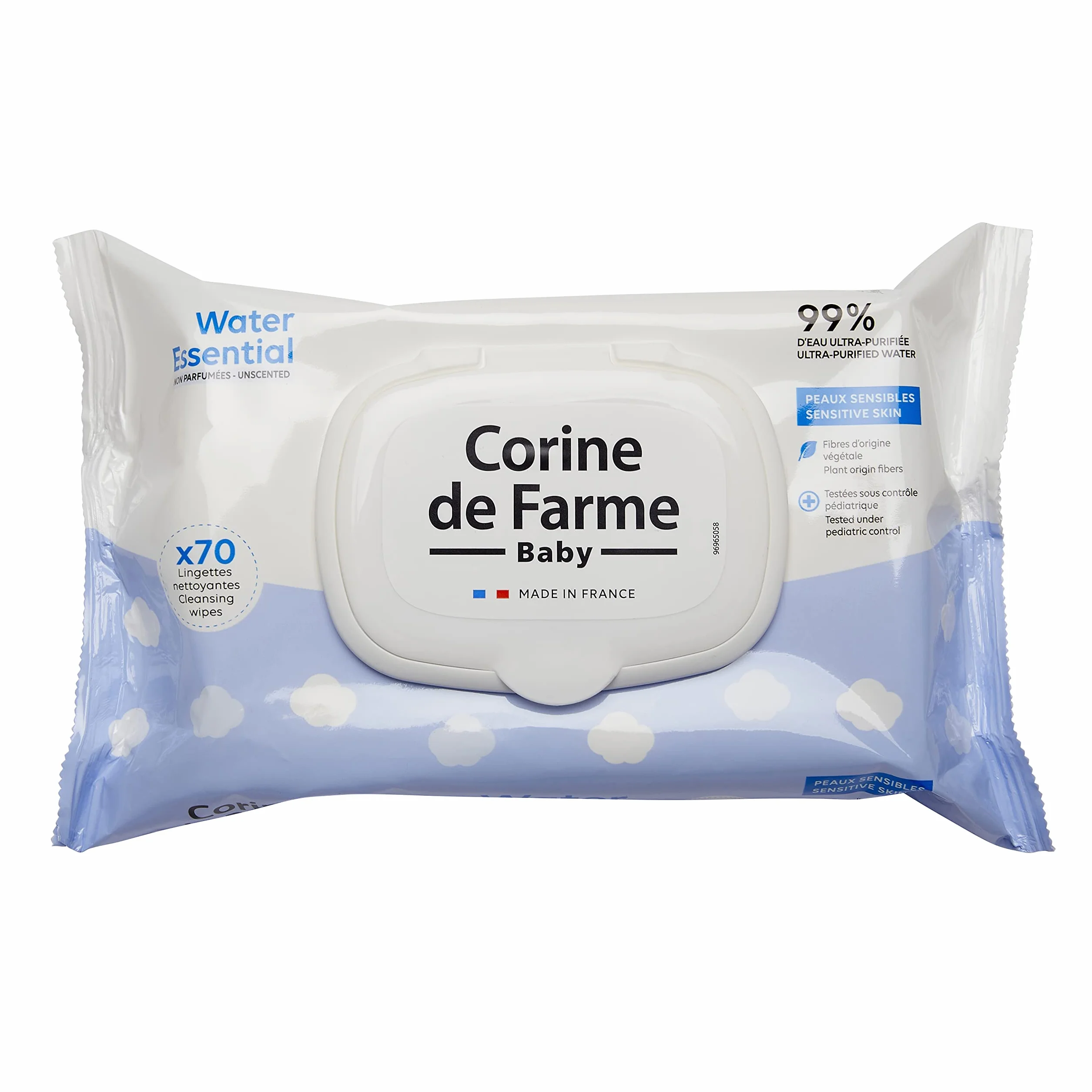 Corine de Farme Lingettes Bébé Nettoyantes Change Water Essential x70 99% Eau Purifiée