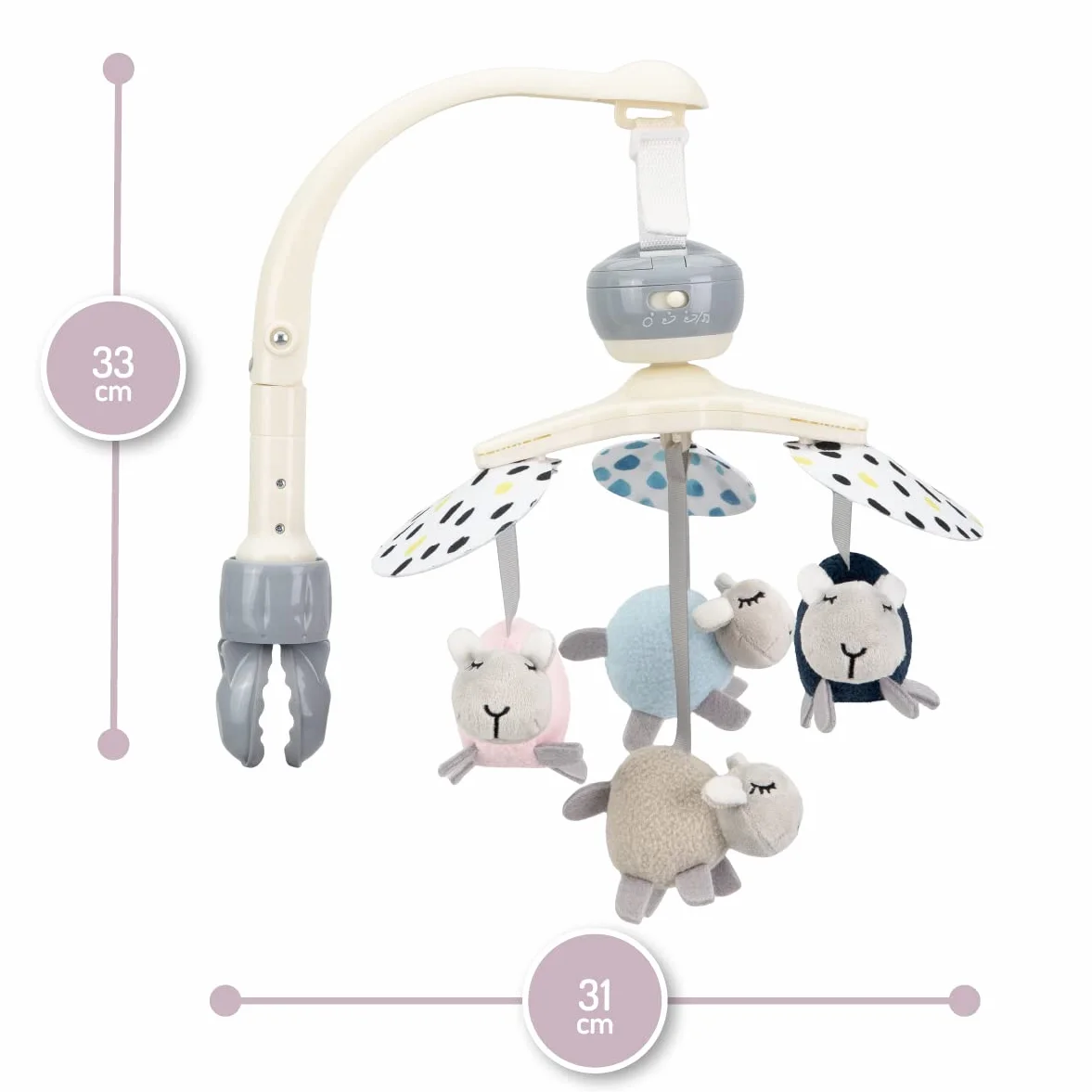 MoMi KIKI Carrousel mobile pour bébé 4 jouets sensoriels 5 mélodies bruit blanc 0-5 mois