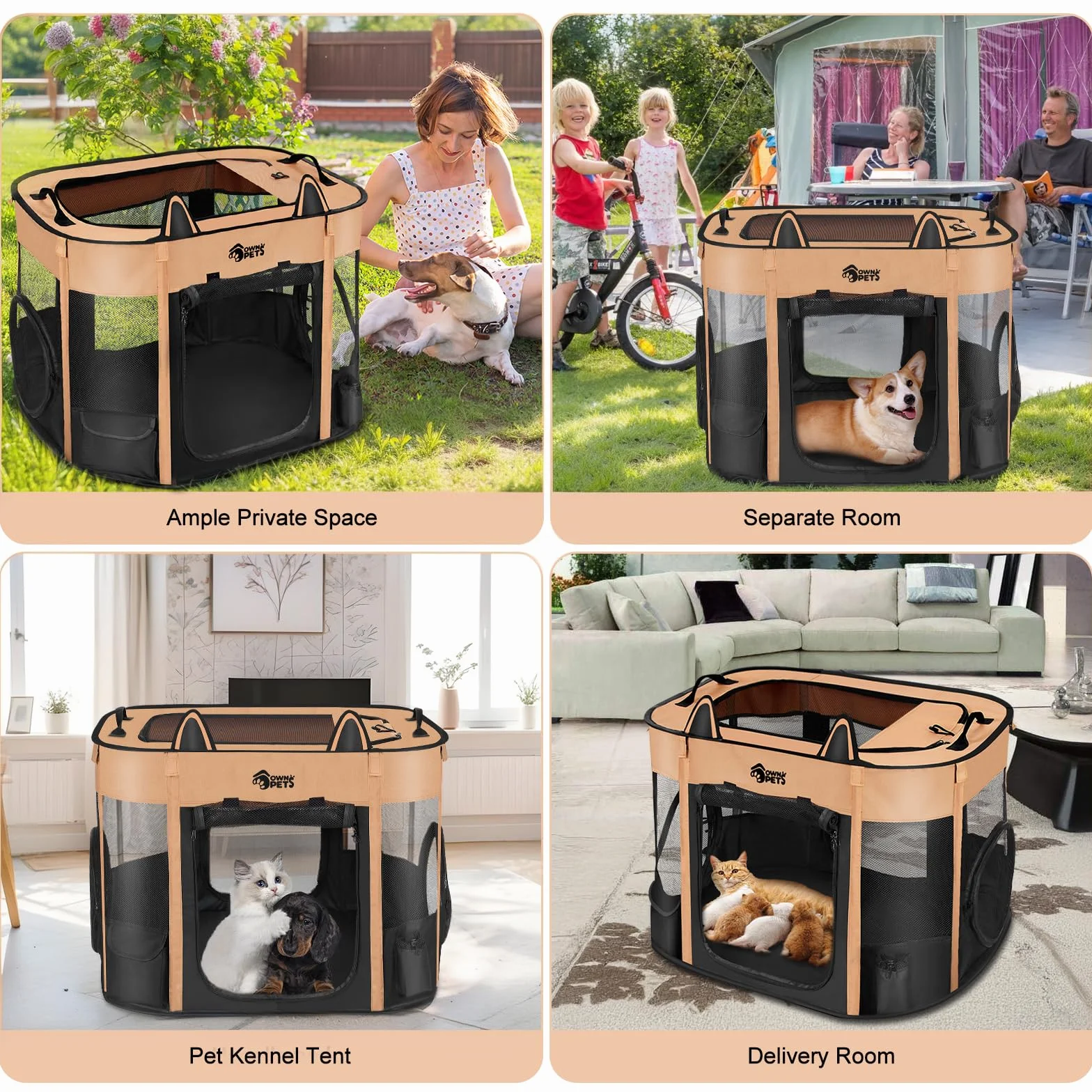 Ownpets Enclos pour chat extérieur Parc portable pliable Cage de transport pour animal domestique