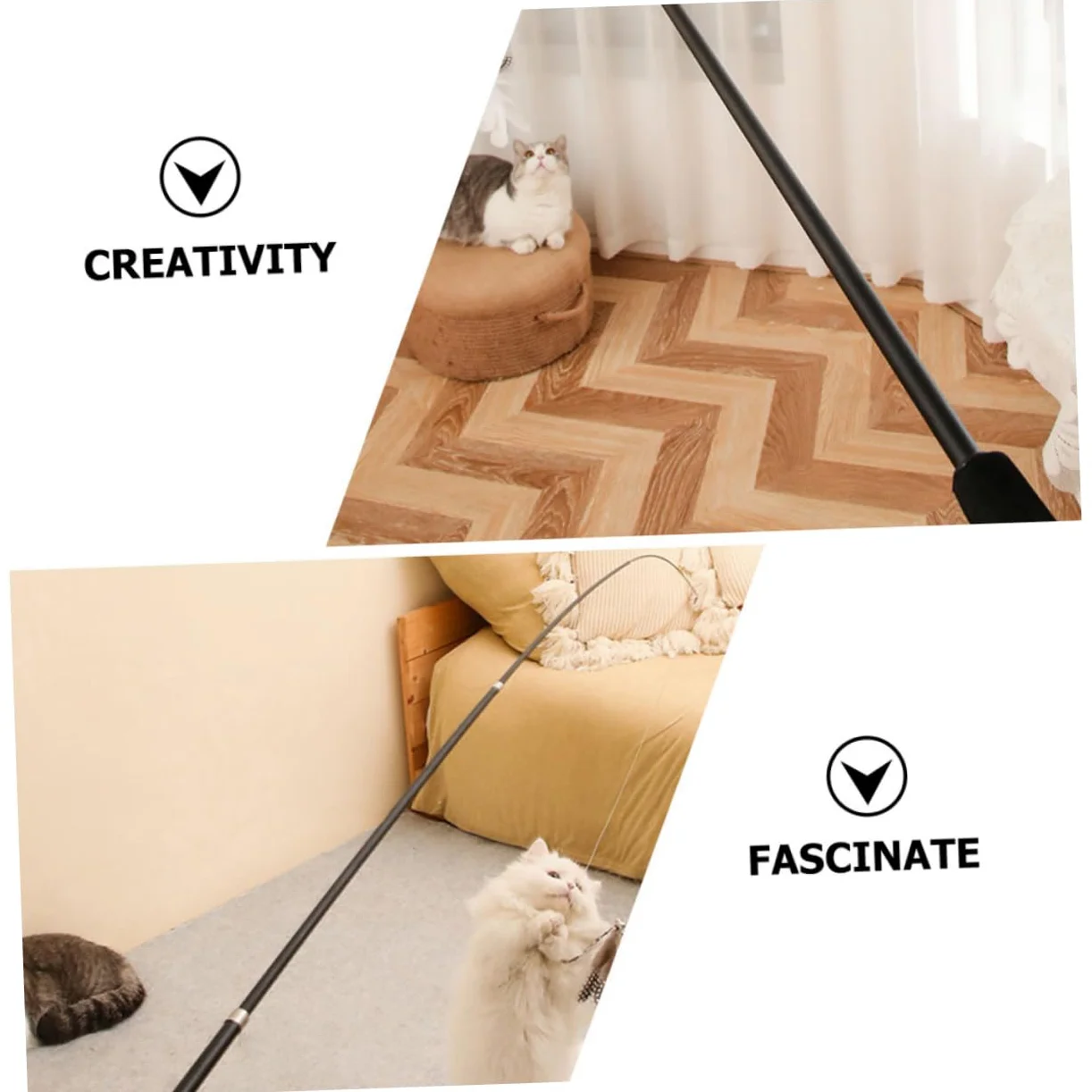Mipcase 8pièces Télescopique pour Chat Jouet Interactif avec Plume pour Activité Curiosité des Félins