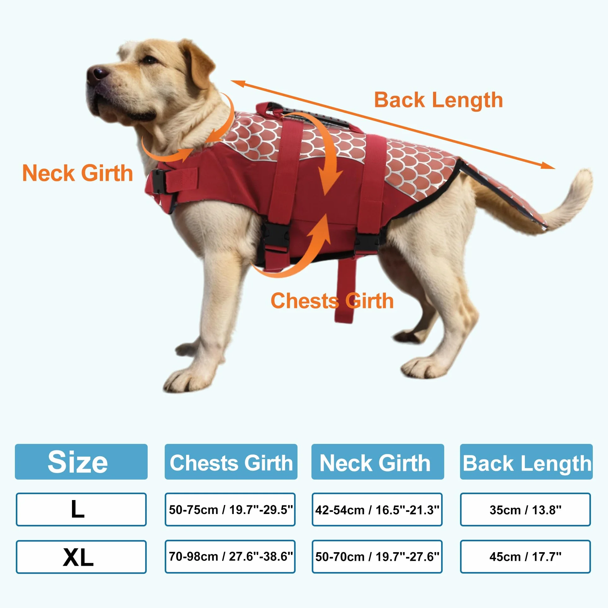 Gilets De Sauvetage pour Chiens Rouge 1pc XL Flottabilité | Oxford 420D, Coton, Pour Natation Et Navigation, Poignée Sauvetage, Bandes Réfléchissantes, Ceinture Réglable, Pour Doglay
