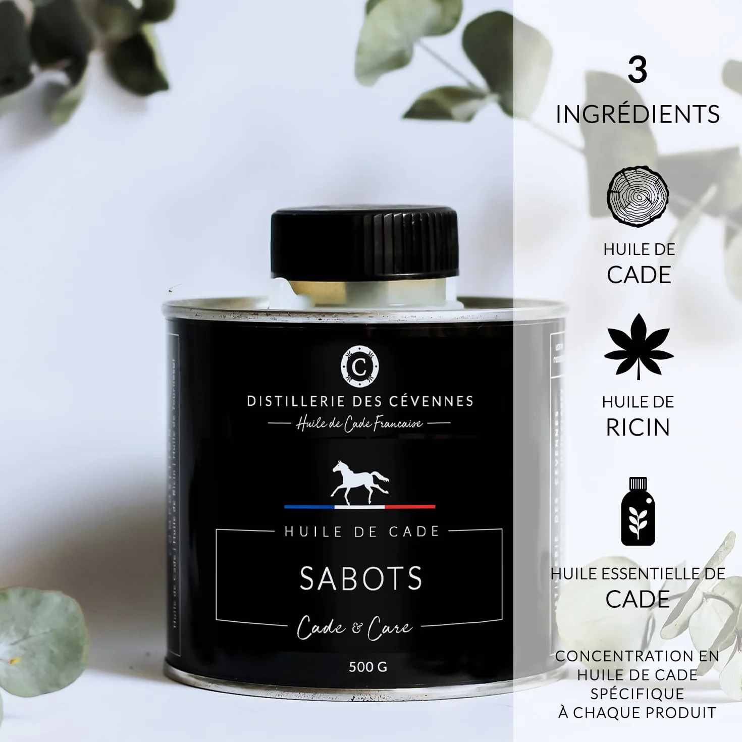 Huile de Cade pour Chevaux Soin des Sabots 500g Fabriquée en France