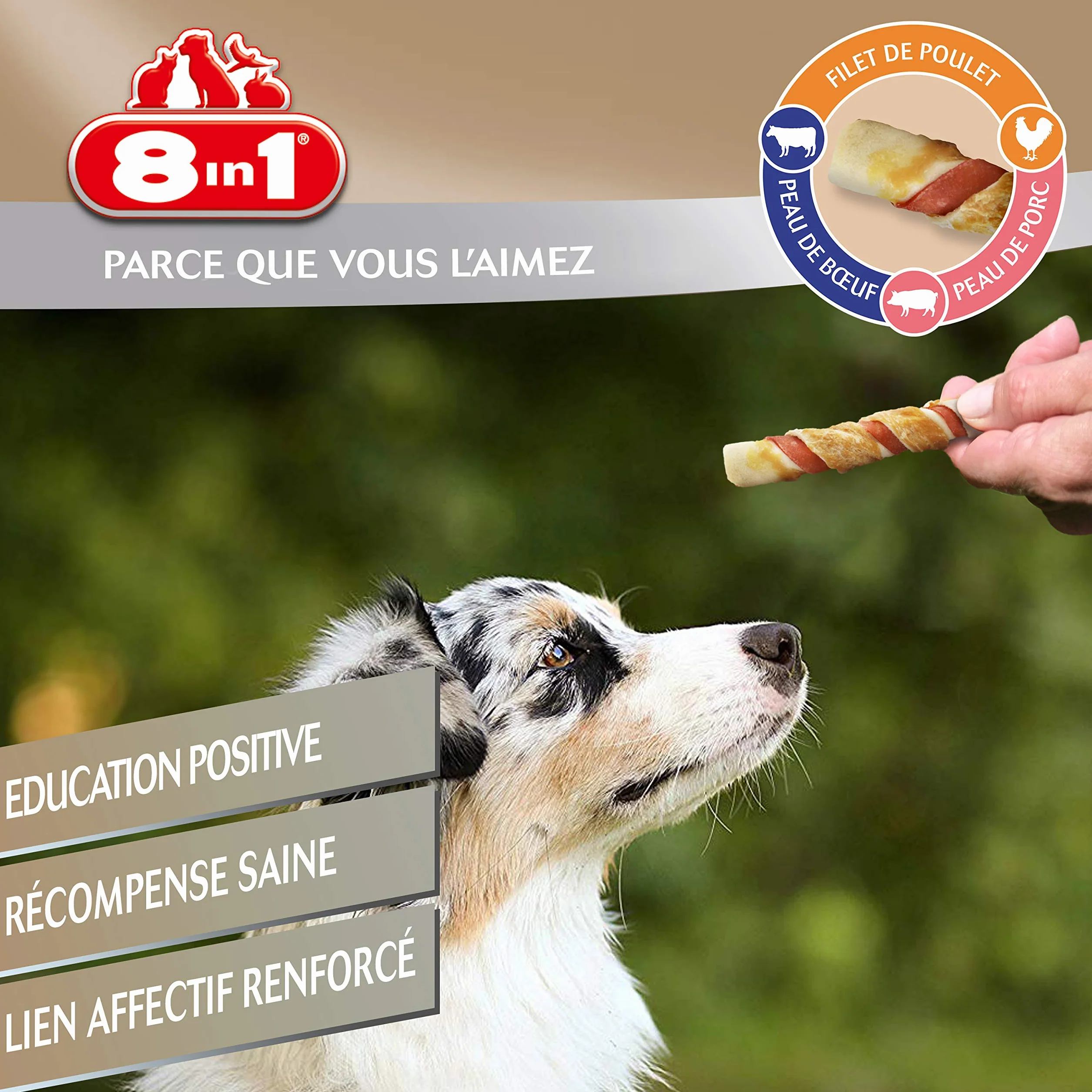 8in1 Triple Flavour Rolls Rouleaux à Mâcher pour Chien adulte Sans OGM
