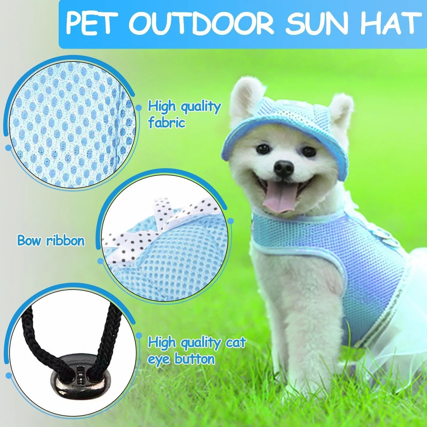 Chapeau De Soleil pour Chien Bleu, Parasol pour Chien, Jouet pour Animaux De Compagnie