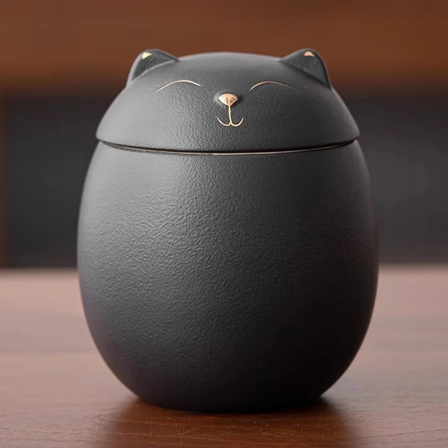 Urne de Cendres pour Chat en Céramique, Urne de Crémation pour Animaux de Compagnie, Noir