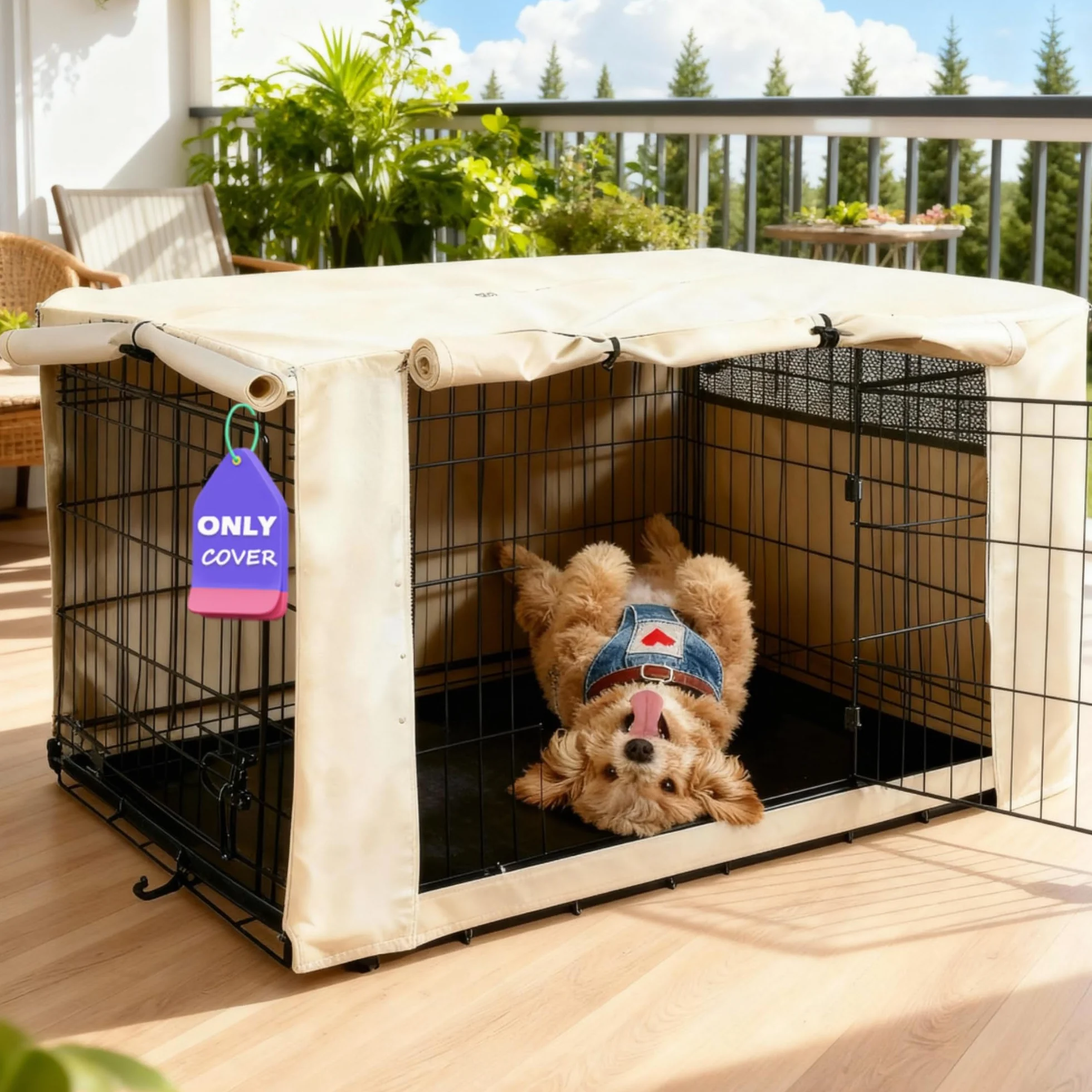 HiCaptain Housse de Cage en Polyester pour Chien 91,4 cm Brun Clair