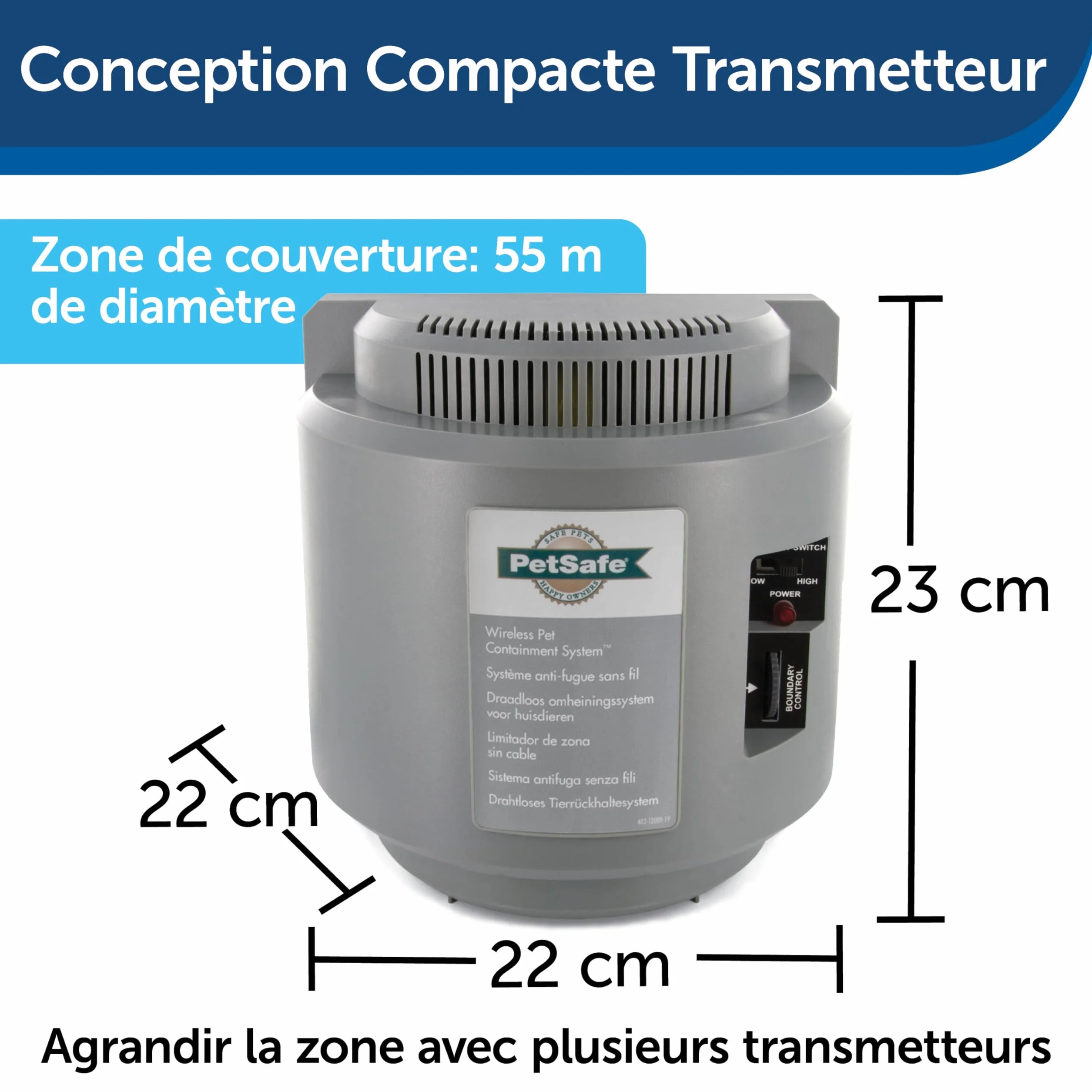 PetSafe Système Anti-Fugue sans Fil Portatif Collier Imperméable 5 Niveaux Stimulation Rayon 27.5m Pile