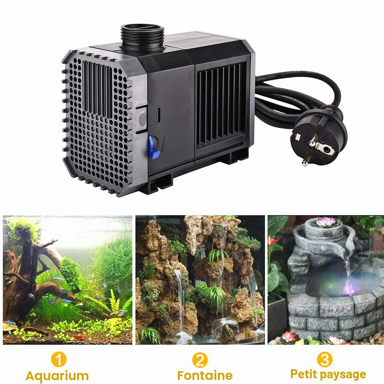 EXLECO Pompa Submersible Aquarium 3000L/H 55W Pompa de Bassin Fontaine Filtration