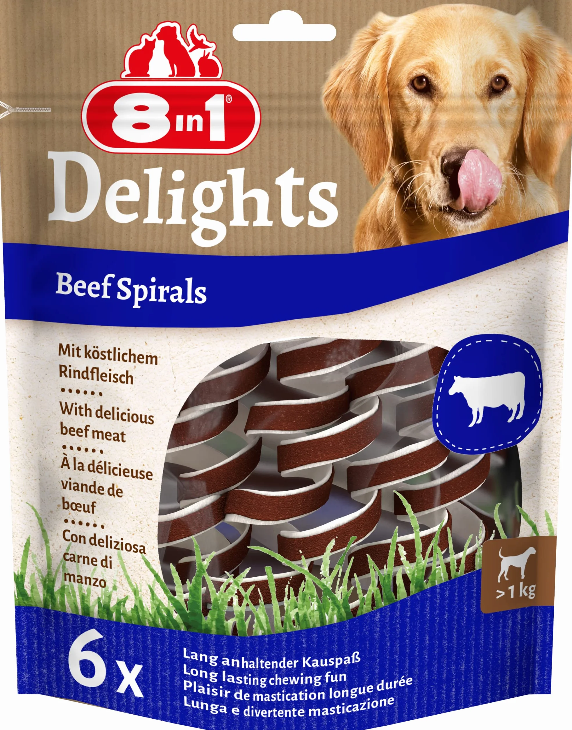 8in1 Delights Beef Spirals 6ct 24 XH