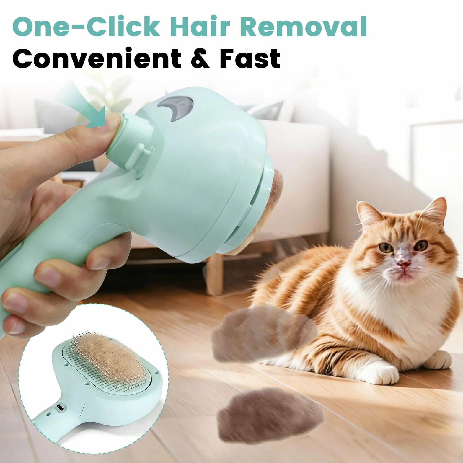 Brosse Autonettoyante pour Poils pour Chien Chat Animaux Peigne Multifonctionnel à Vapeur Vert
