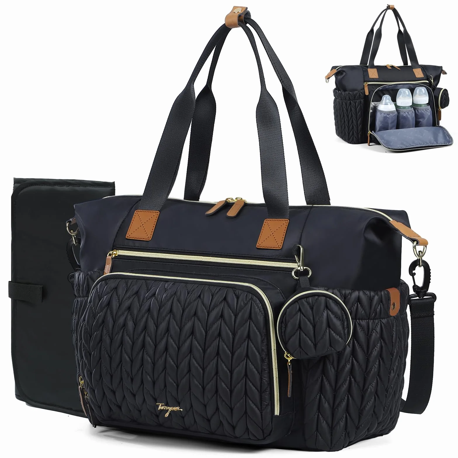 Sac à Langer Bébé Imperméable avec Matelas à Langer Grand Sac à Bandoulière Portable