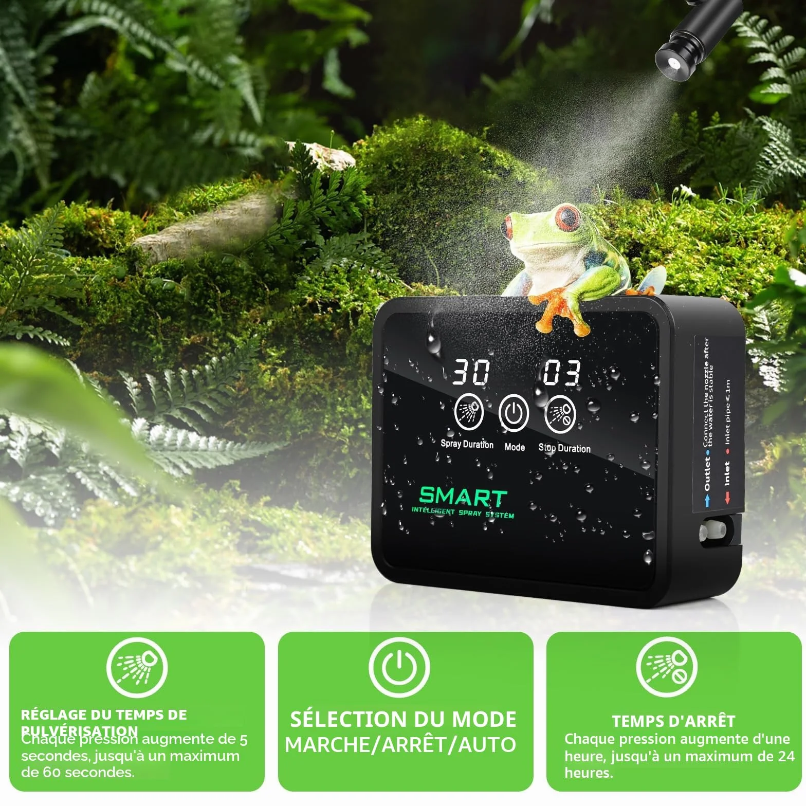 Brumisateur Terrarium avec Minuterie et Arroseur 360° pour Amphibiens Reptiles