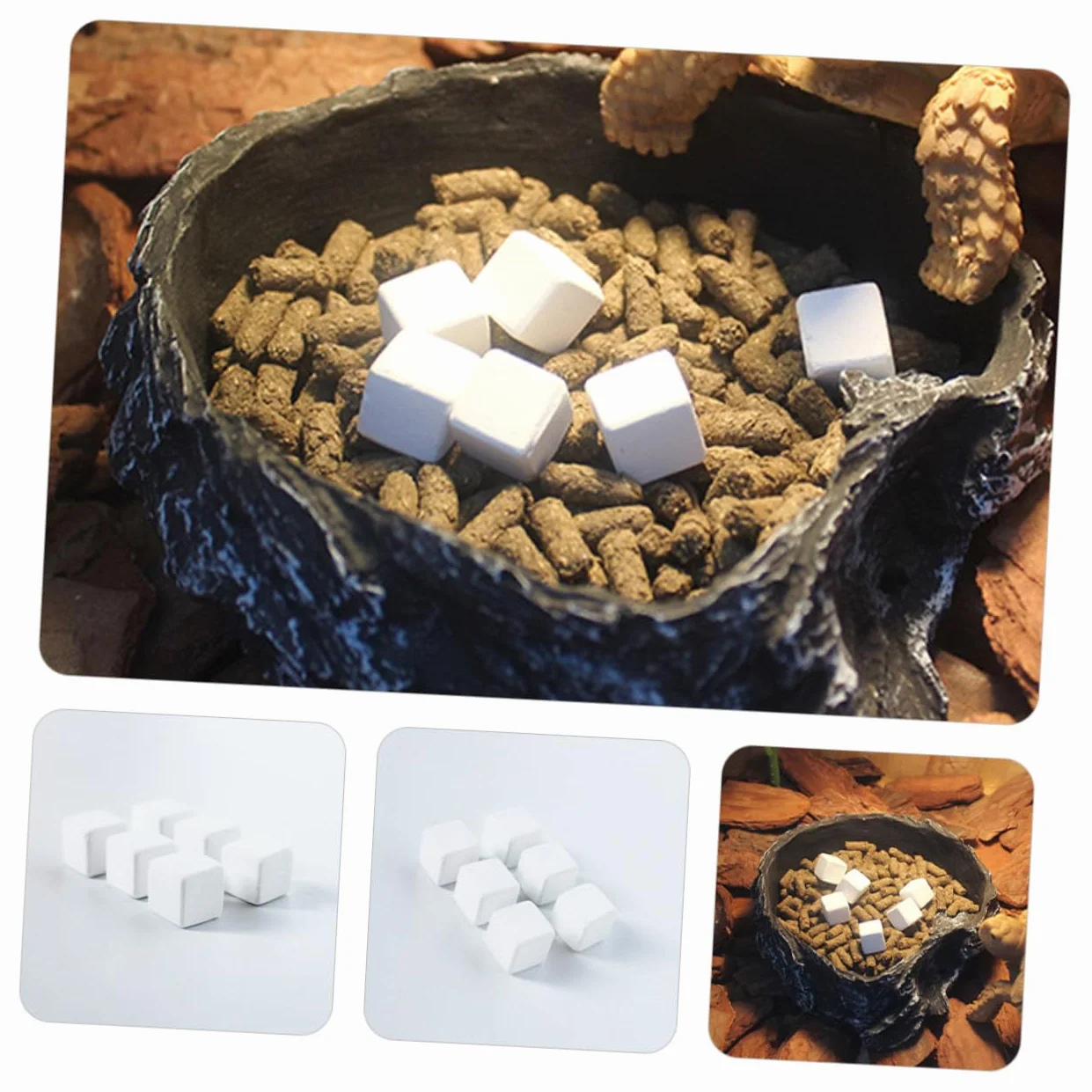 Toyvian Cube de Calcium pour Réservoir de Tortue 6 Pièces Bloc Minéral Naturel Dissolvable Reptiles Lézards Geckos Supplément Calcique
