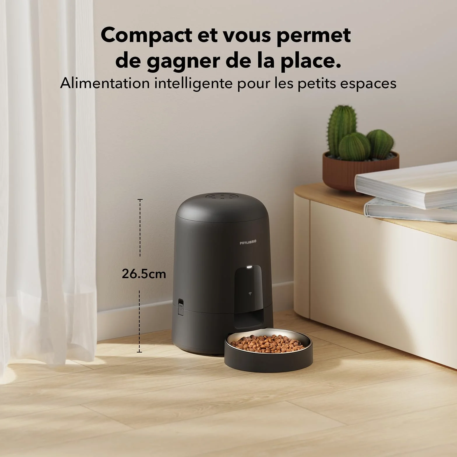 PETLIBRO Distributeur Croquettes Chat Automatique WiFi 2,4G Batterie Rechargeable 30 Jours 10 Repas 2L Noir