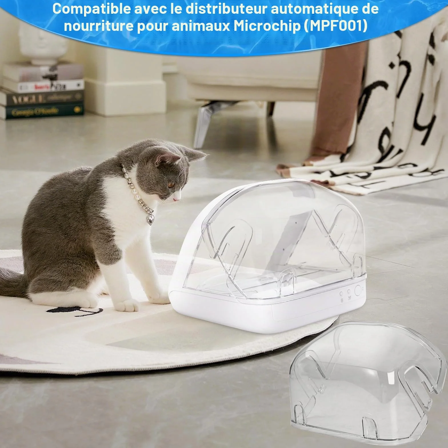 Couvercle Arrière pour Distributeur de Nourriture à Puce électronique, Compatible avec Pendentif RFID