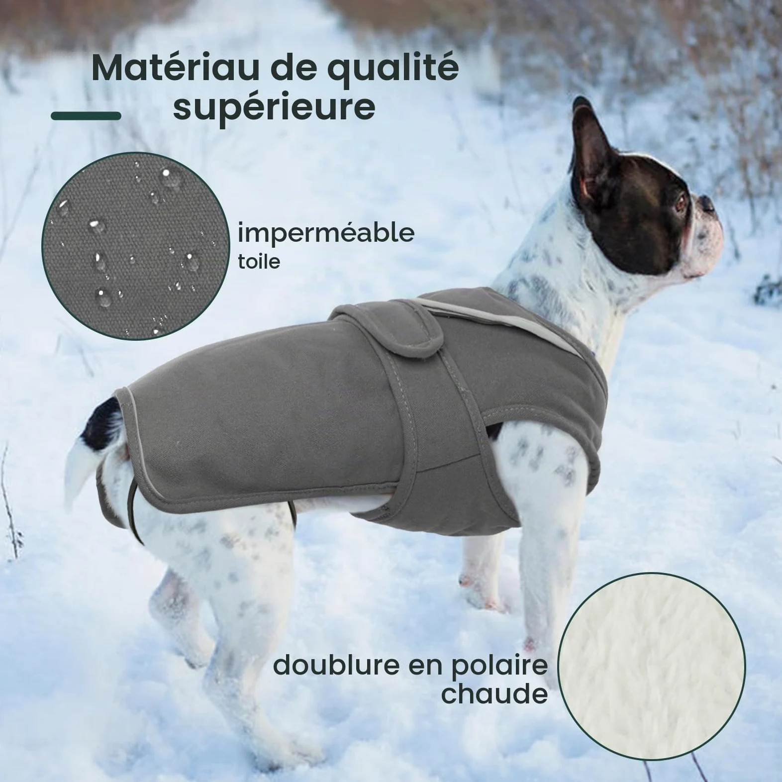 Kuoser Manteau d'hiver pour chien, veste polaire réfléchissante, imperméable et coupe-vent, XS-3XL