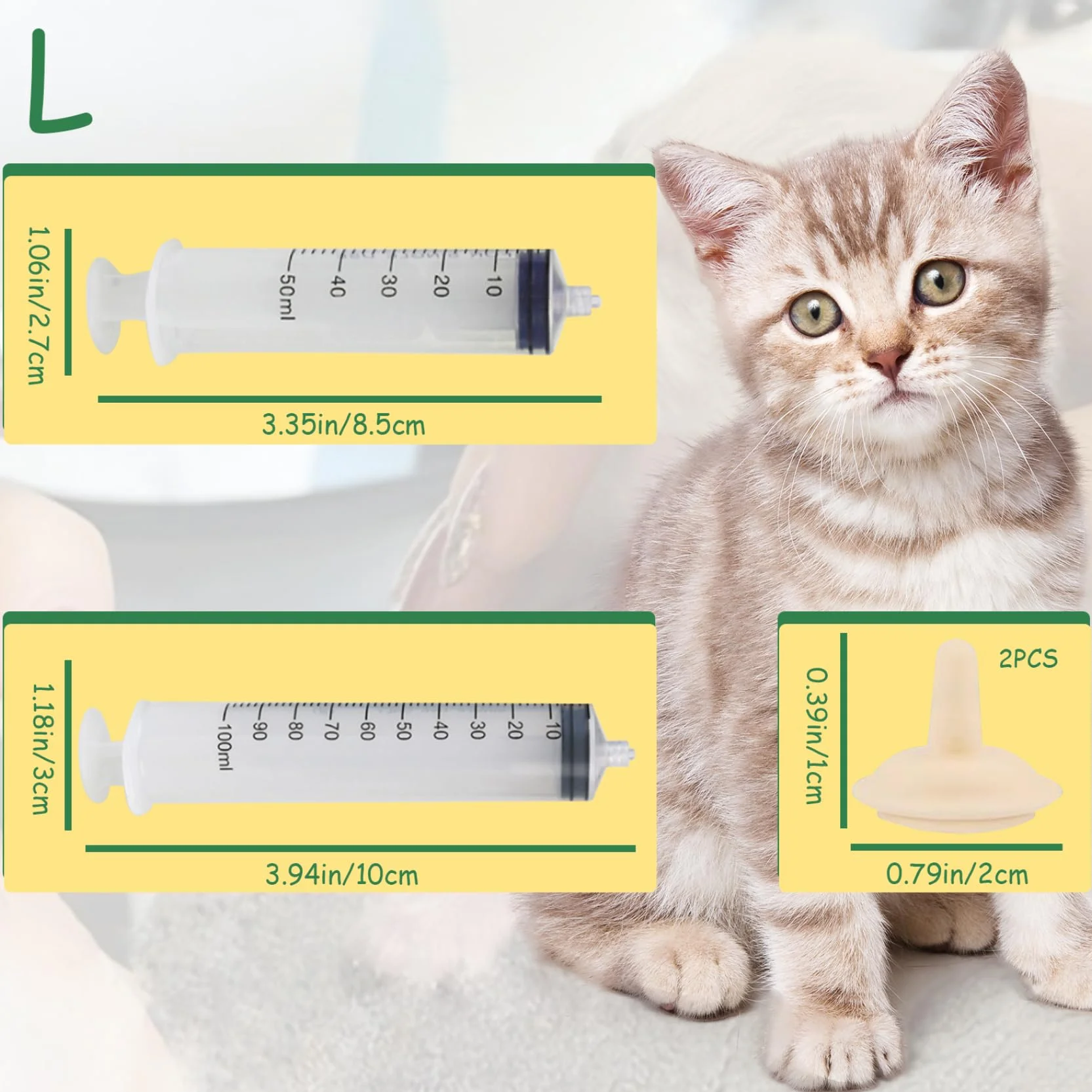 Miracle Nipple Syringe Kitten Feeder 50 ml 100 ml Silicone