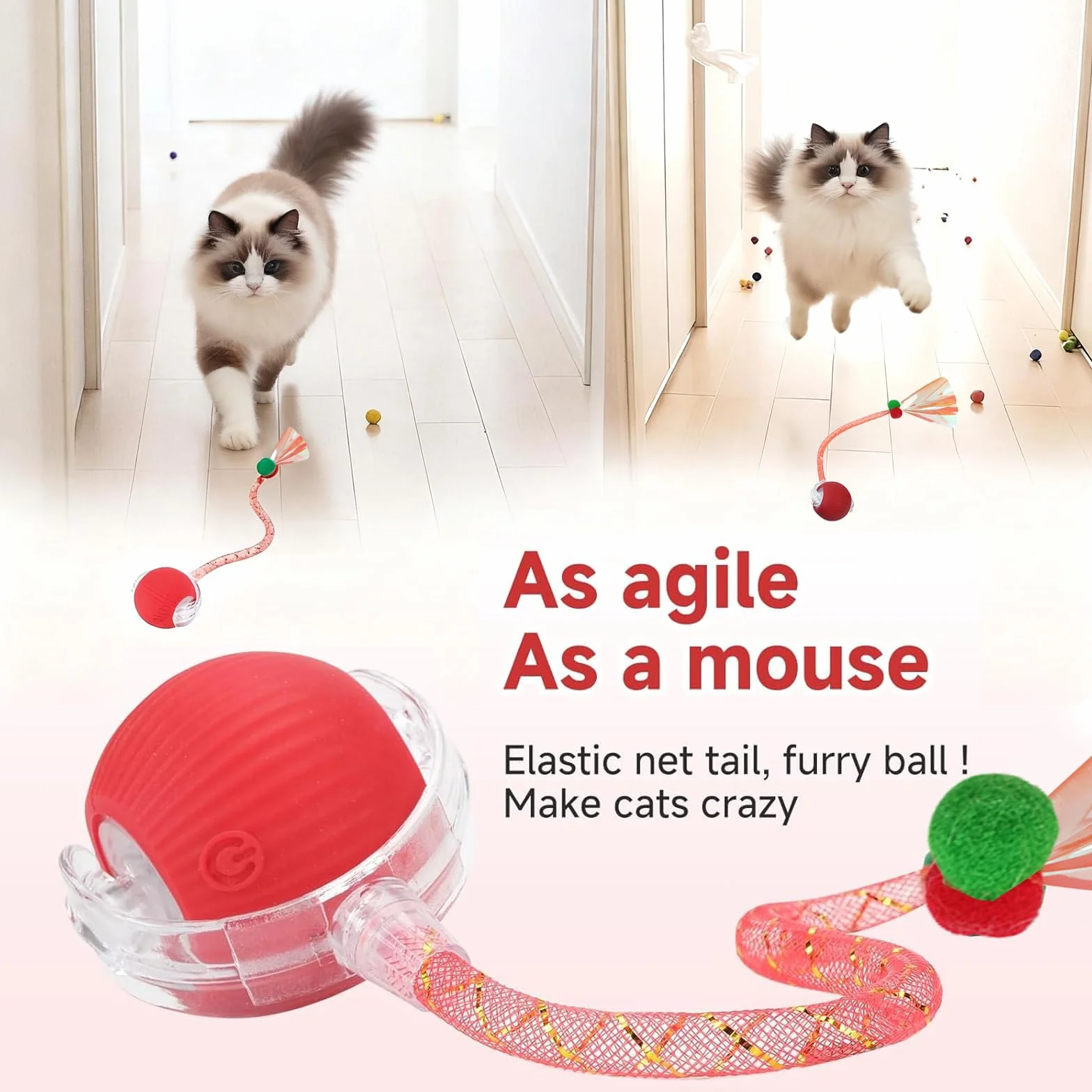 Lot de 2 Jouet Chat Interactif Speedy Tail 2.0 avec Queue Qui Clignote et Bouge Rapidement