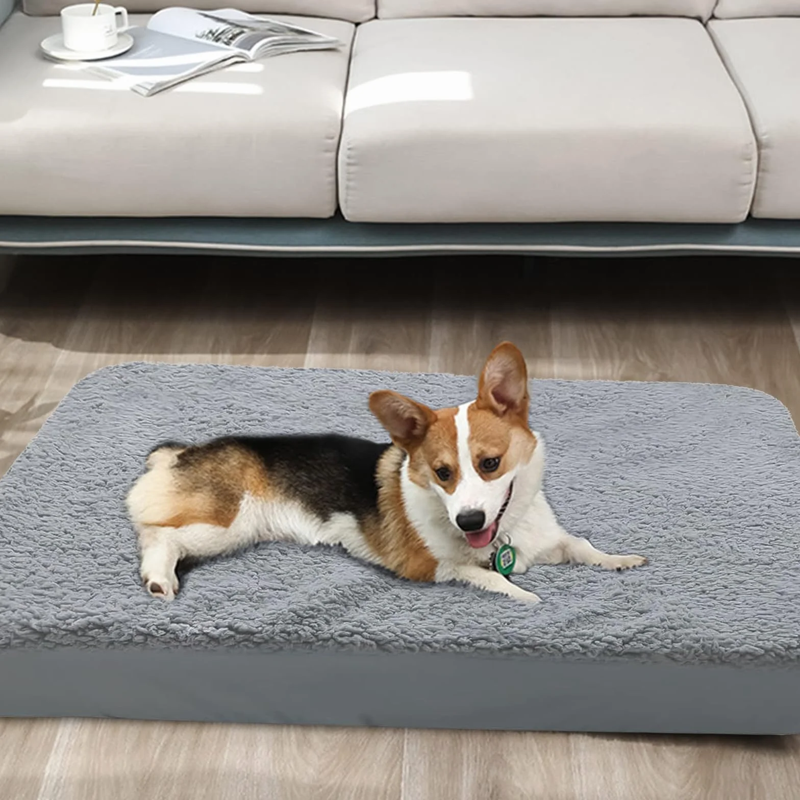 Housses pour lits pour chien, housse de rechange en tissu éponge et daim, 91 x 68 cm