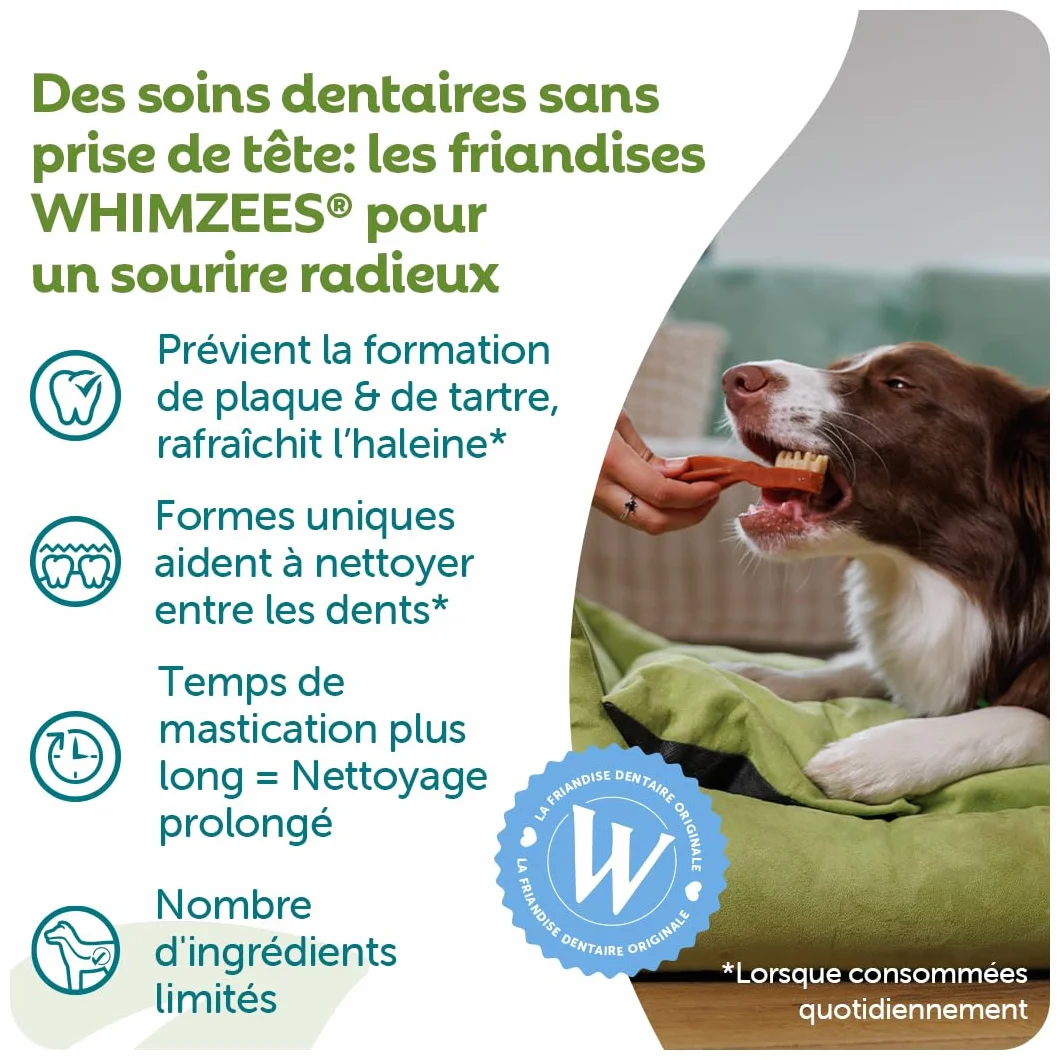 WHIMZEES Friandises pour Chiens Taille L, 6 Pièces, Naturelles sans Céréale