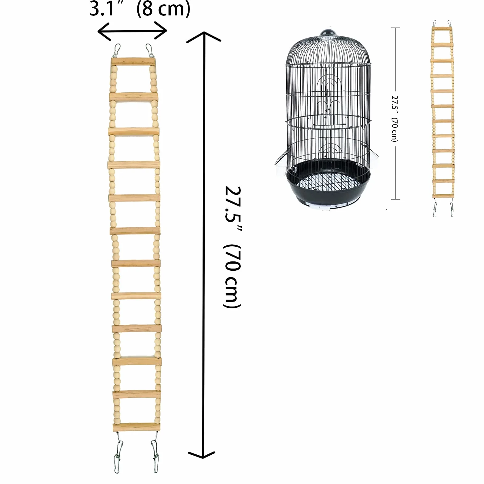 Échelle en Bois pour Oiseaux, Pont Balançoire pour Perruches et Perroquets, Jouet d'escalade pour Petits Animaux