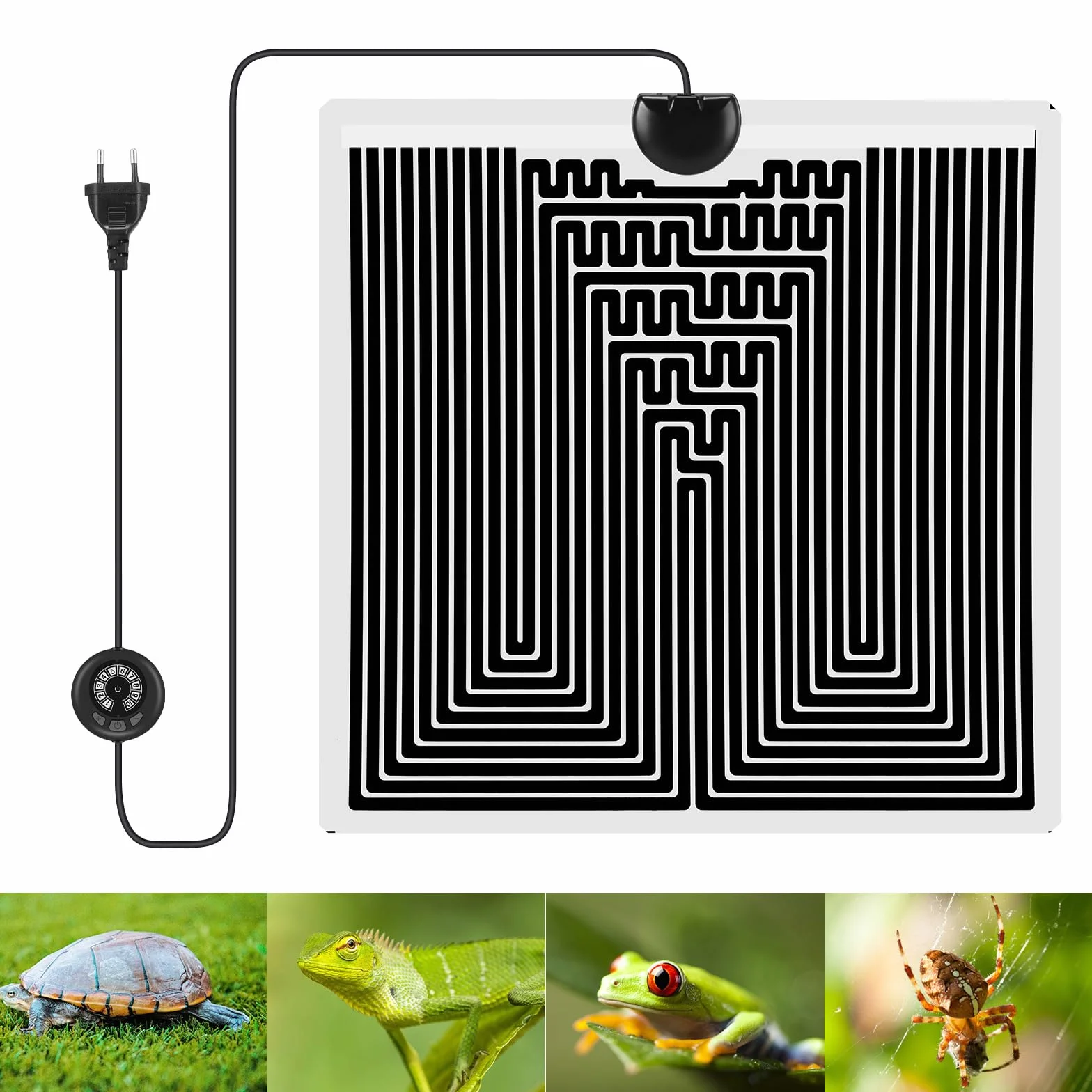 ALLOMN Tapis Chauffant Terrarium Reptile 28W 28x28cm avec Contrôle de Température