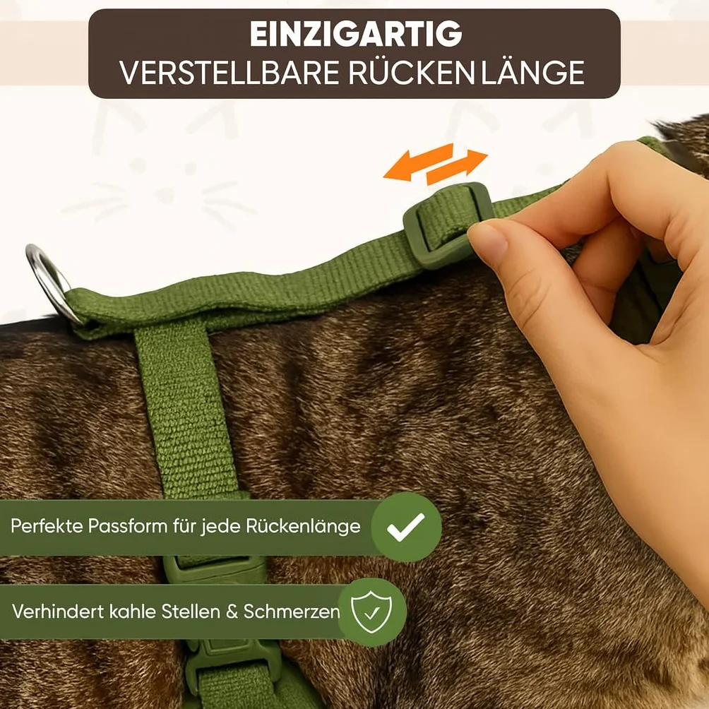 Harnais pour chat Easy Walking 2.0 Anti-éclatement Réglable Maine Coon Vert camouflage Taille S