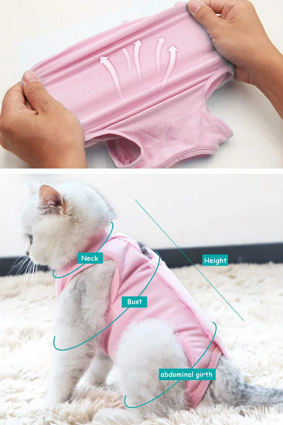 Gilet de Récupération pour Chat et Chien, Combinaison de Rétablissement pour Plaies Abdominales, Rose, Taille M