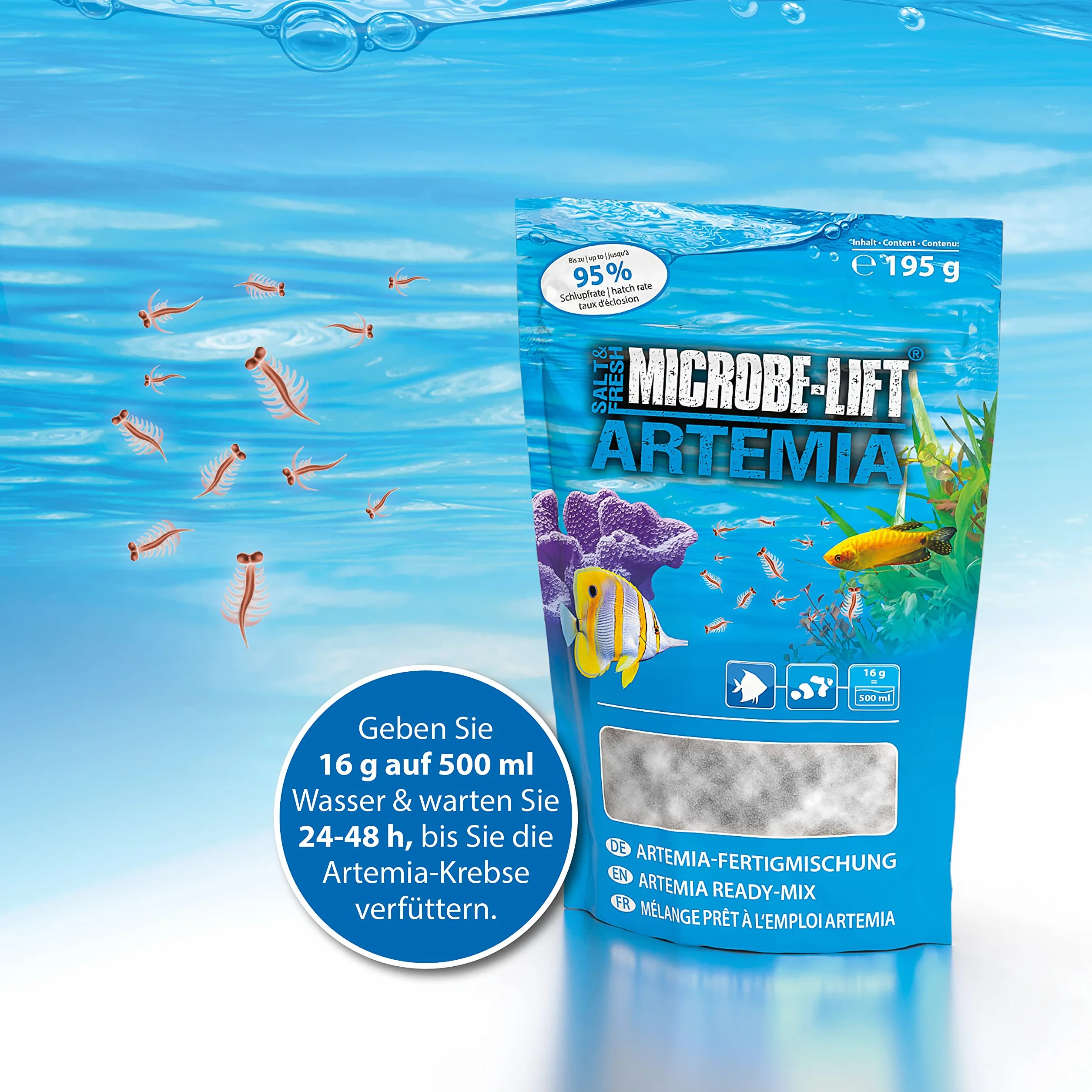 Œufs d’artémias Microbe-Lift Set 195 g Nourriture Vivante alevins coraux invertébrés Aquarium Eau Douce & Mer