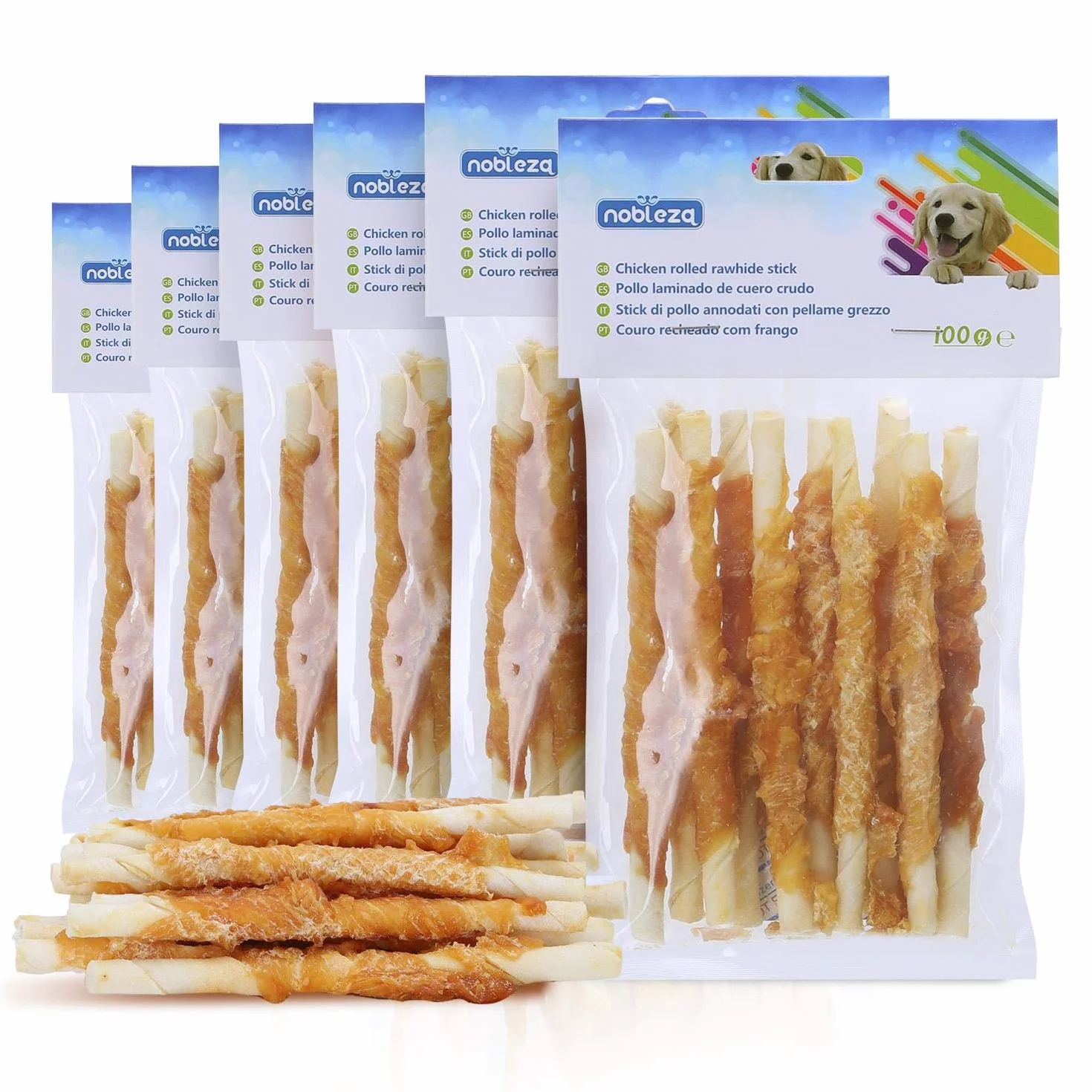 Friandise pour Chien Poulet Stick Enrobé 100g Naturelles Riches en Protéines Lot de 6