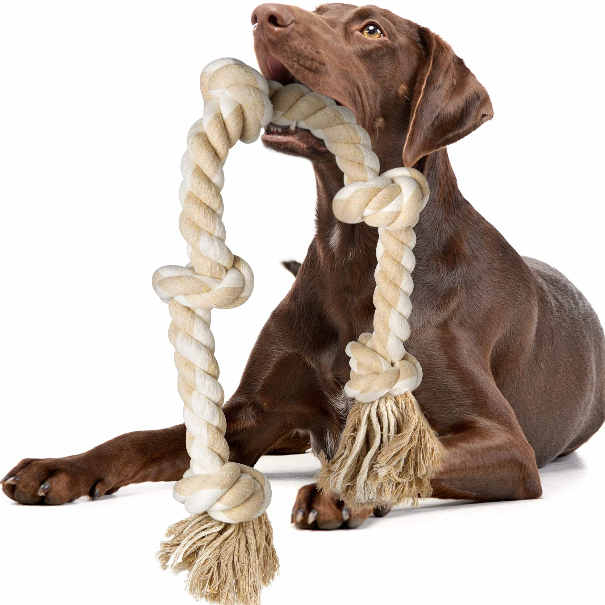 Fida Jouet en corde pour grands chiens 92 cm indestructible coton naturel
