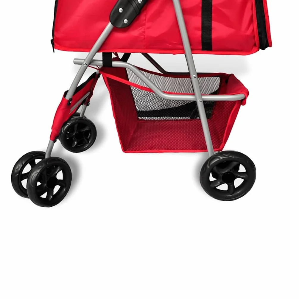 vidaXL Poussette pour Animaux Chariot avec Freins Rouge