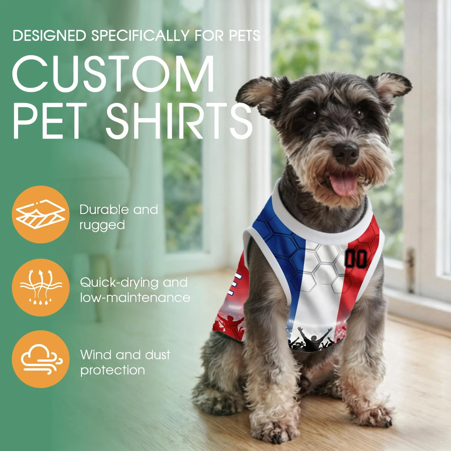 Maillot de Foot sans Manches Personnalisé pour Chien, avec Nom et Numéro, Vêtement de Sport pour Petit Moyen Grand Chien, Tenue Supporter Coupe du Monde 2026 (Style A)