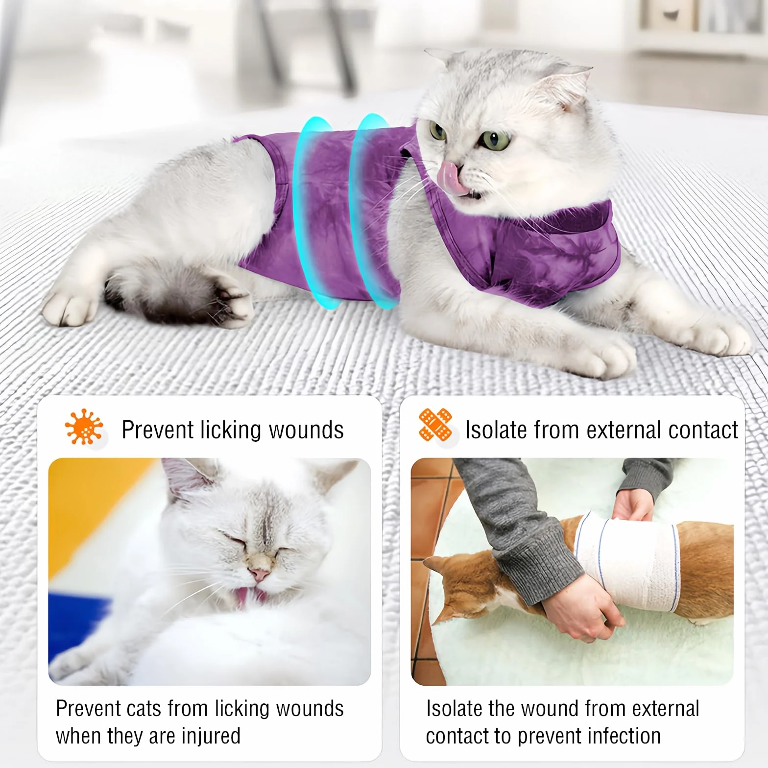 Combinaison de Récupération Chat Gilet Chirurgical Anti-Léchage Post Opératoire Rose M
