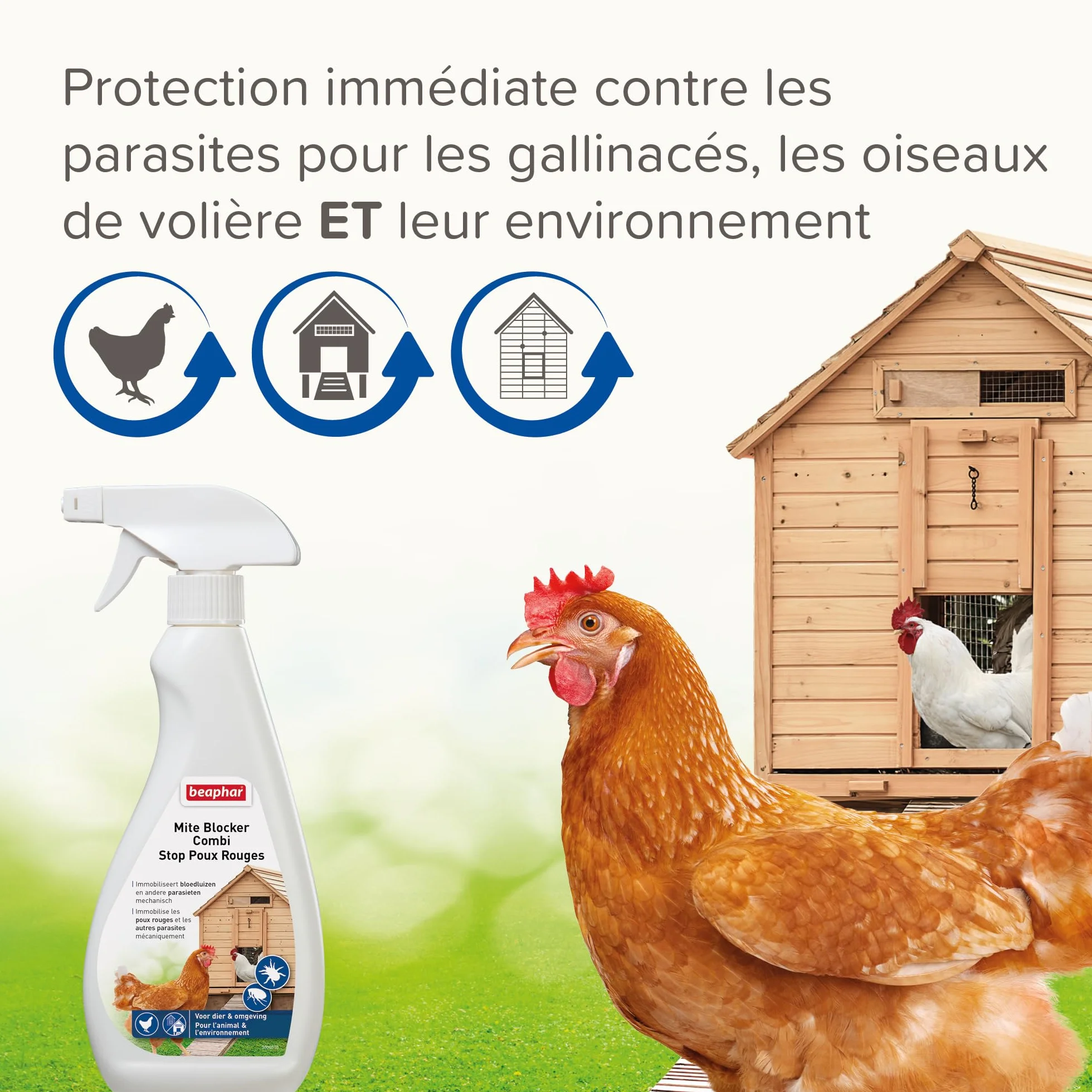 Beaphar Spray Stop poux Rouges 500ml – Immobilise les poux rouges et parasites mécaniquement
