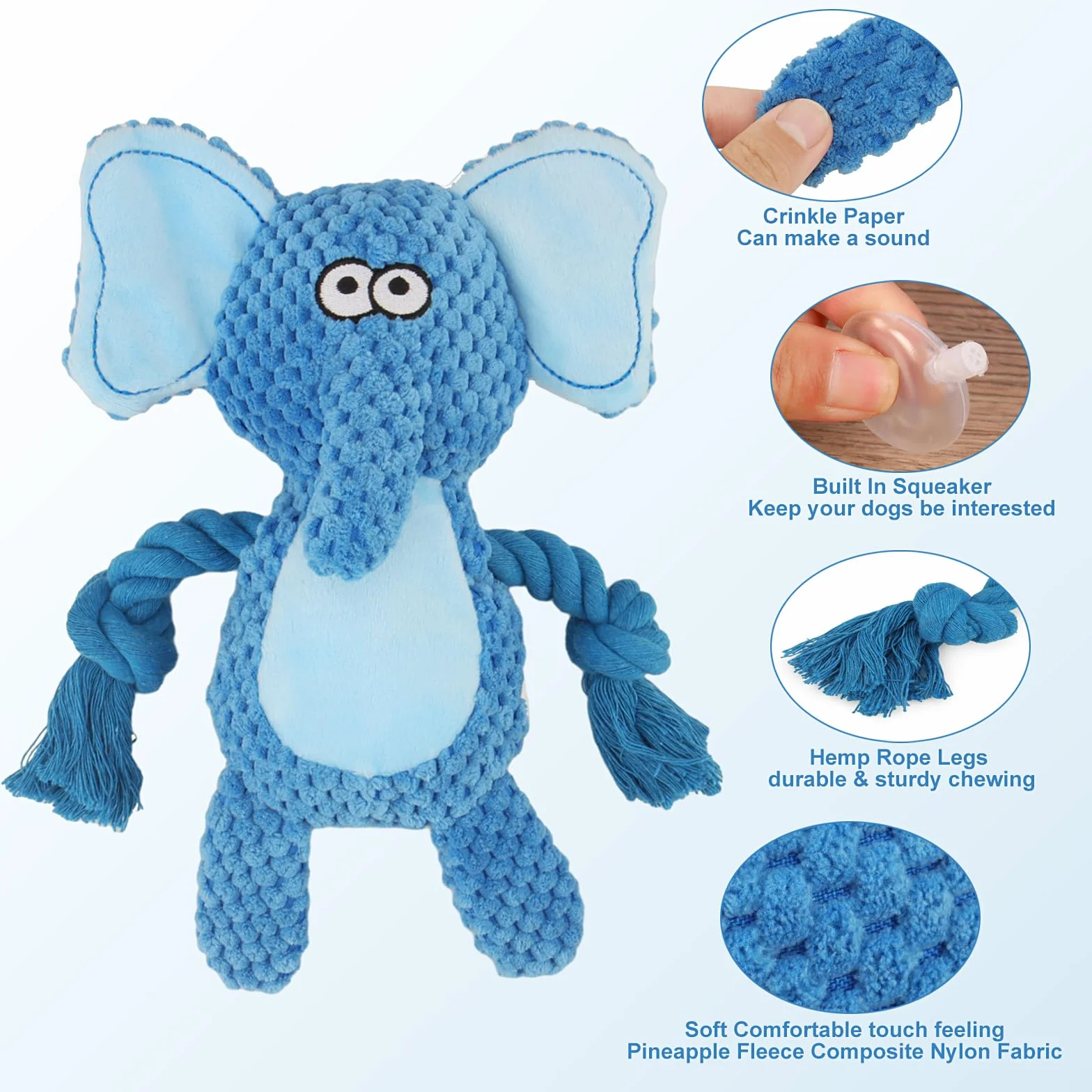 Jouets pour chien couineurs avec papier froissé, peluche à mâcher, corde coton interactif pour chiot petit moyen