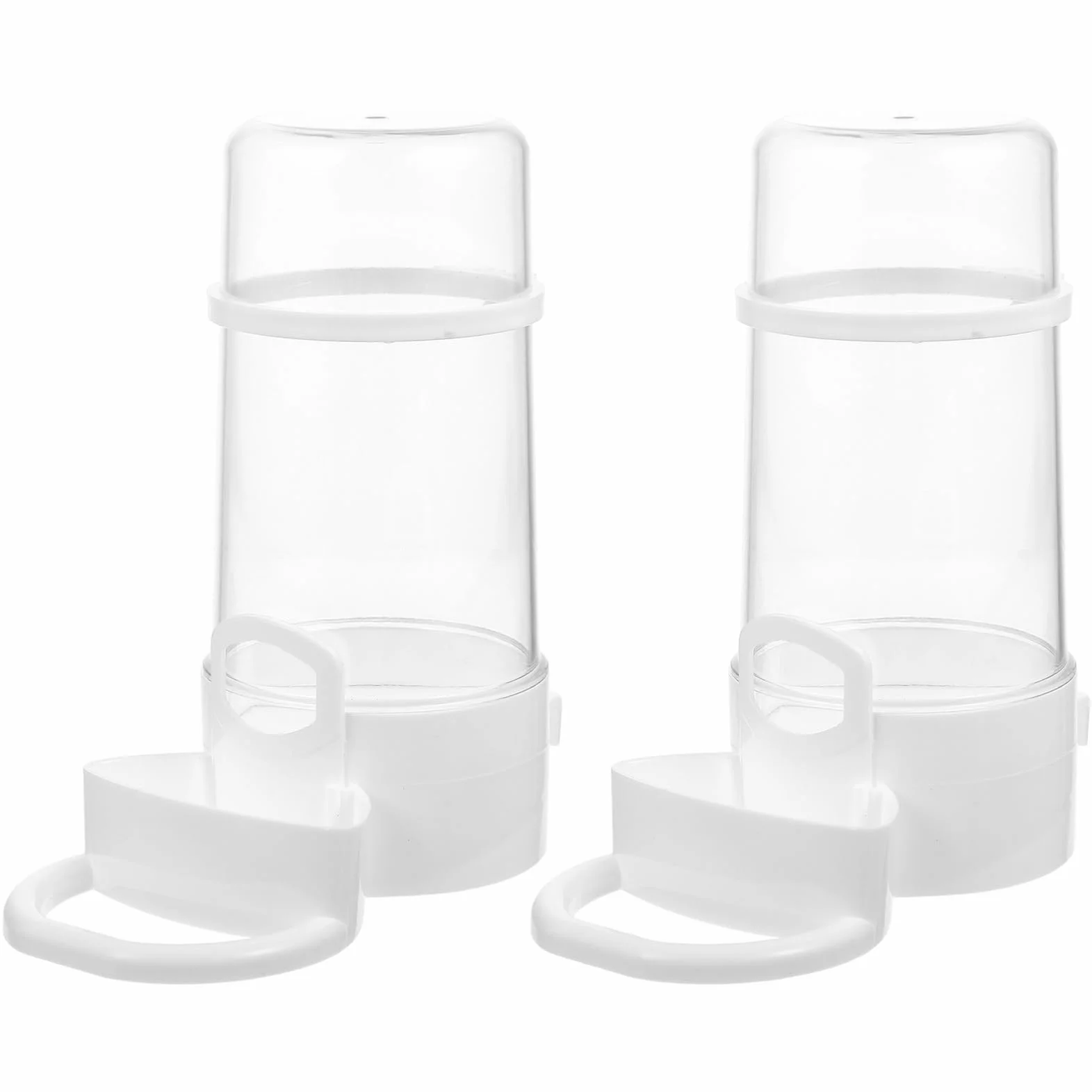 Abreuvoir Automatique pour Oiseaux, Distributeur d'Eau par Gravité avec Clip, Plastique Blanc Transparent, 2 Pièces