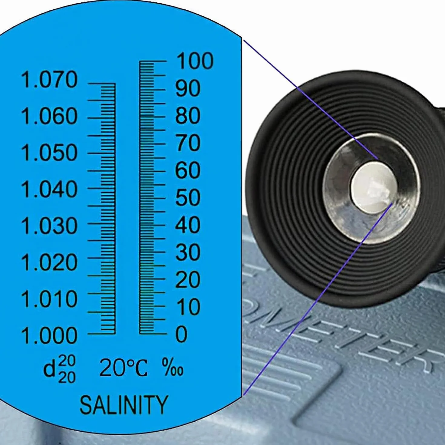 Réfractomètre de salinité 0-100% portable double échelle ATC haute précision pour aquarium eau salée