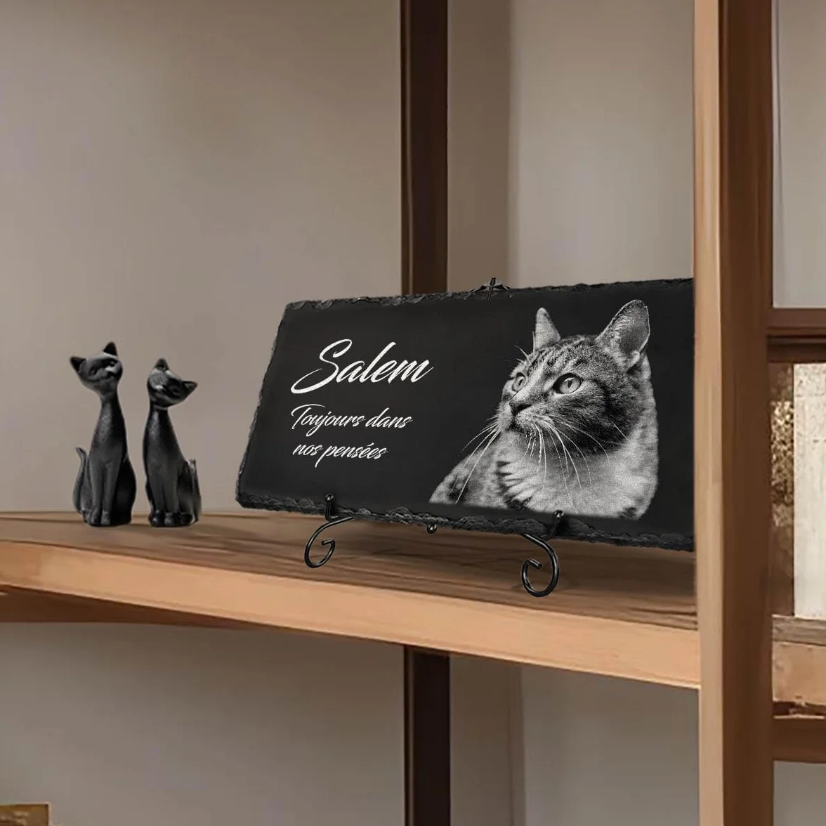 Plaque Funéraire Personnalisée pour Animaux Ardoise Granit Empreinte Photo Texte