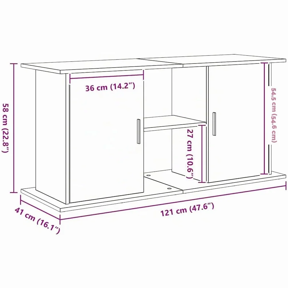 VidaXL Support d'Aquarium Chêne Noir 121x41x58 cm Bois d'Ingénierie