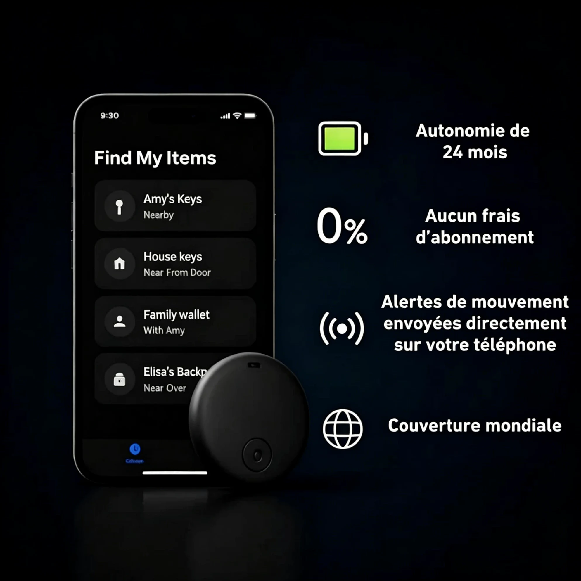 Vitivie GP90 - Tracker GPS précis sans abonnement (Apple)