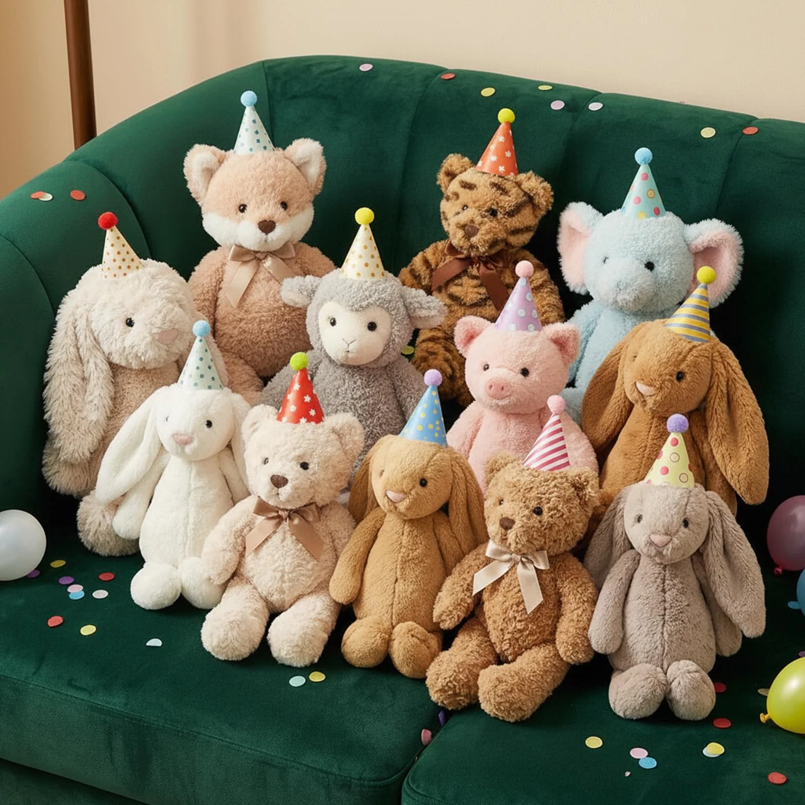 Lot de 10 mini chapeaux de fête colorés pour chien mignon avec pompons pour chatons, lapins, chiens et animaux en peluche, chapeau conique réglable pour anniversaires et célébrations