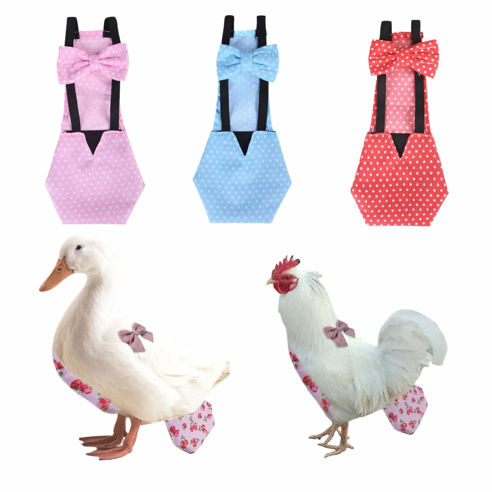 Lot de 3 couches réutilisables imperméables lavables pour poules bantam canards oies soie oiseaux domestiques