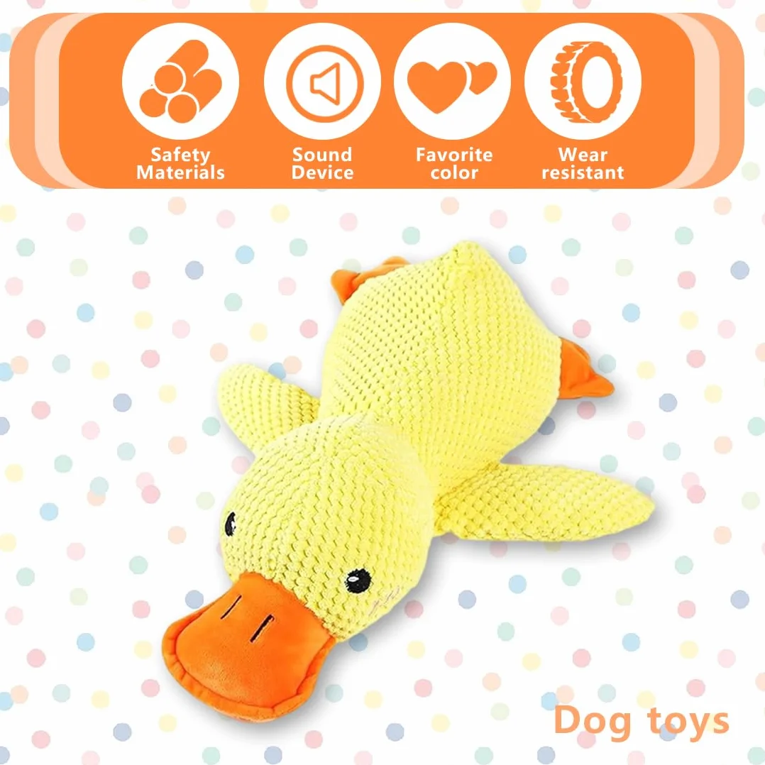 Peluche Anti-Stress Ente pour Chien Indestructible avec Design Sécurisé Jaune